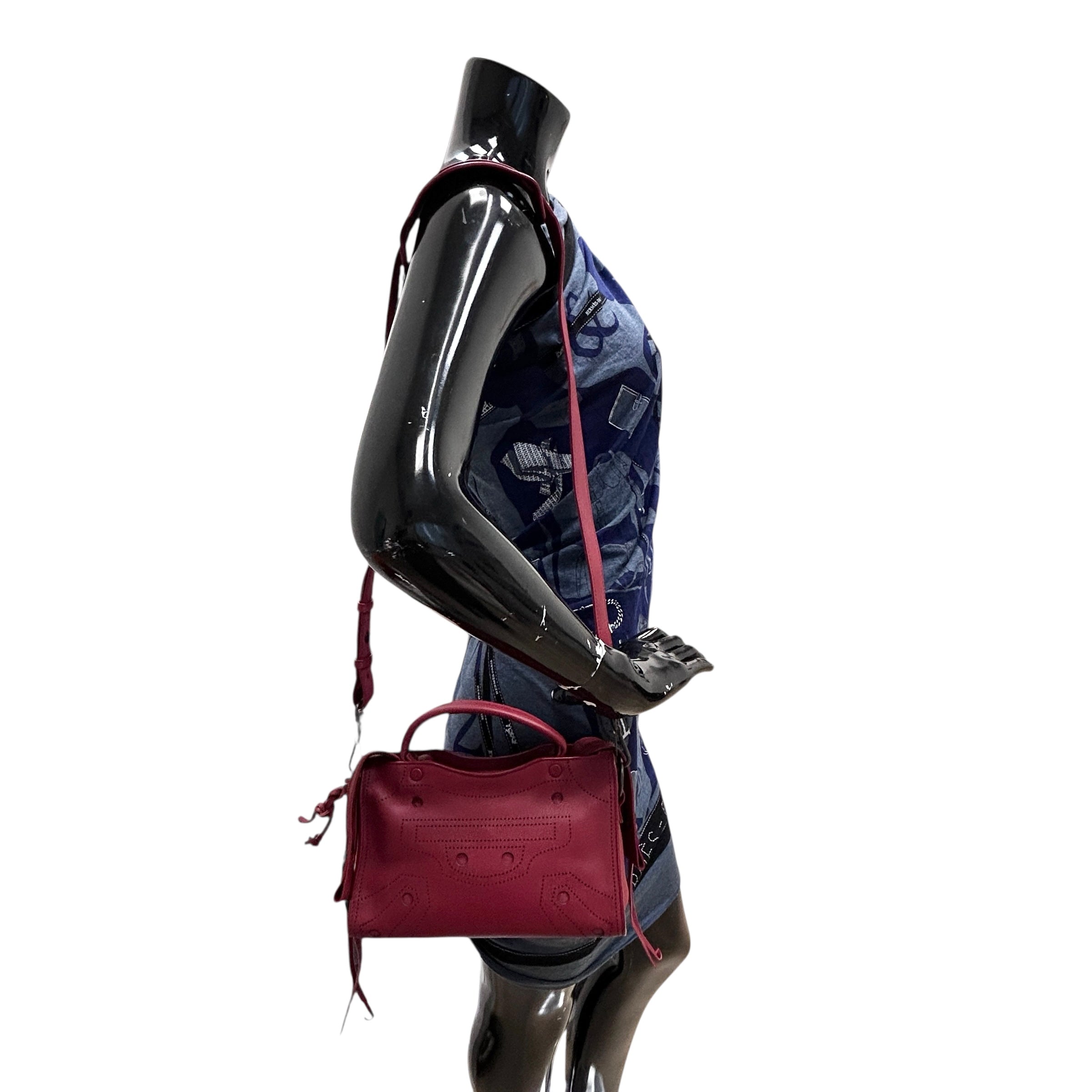 Red Leather Mini BlackOut City Bag w/Gunmetal HW