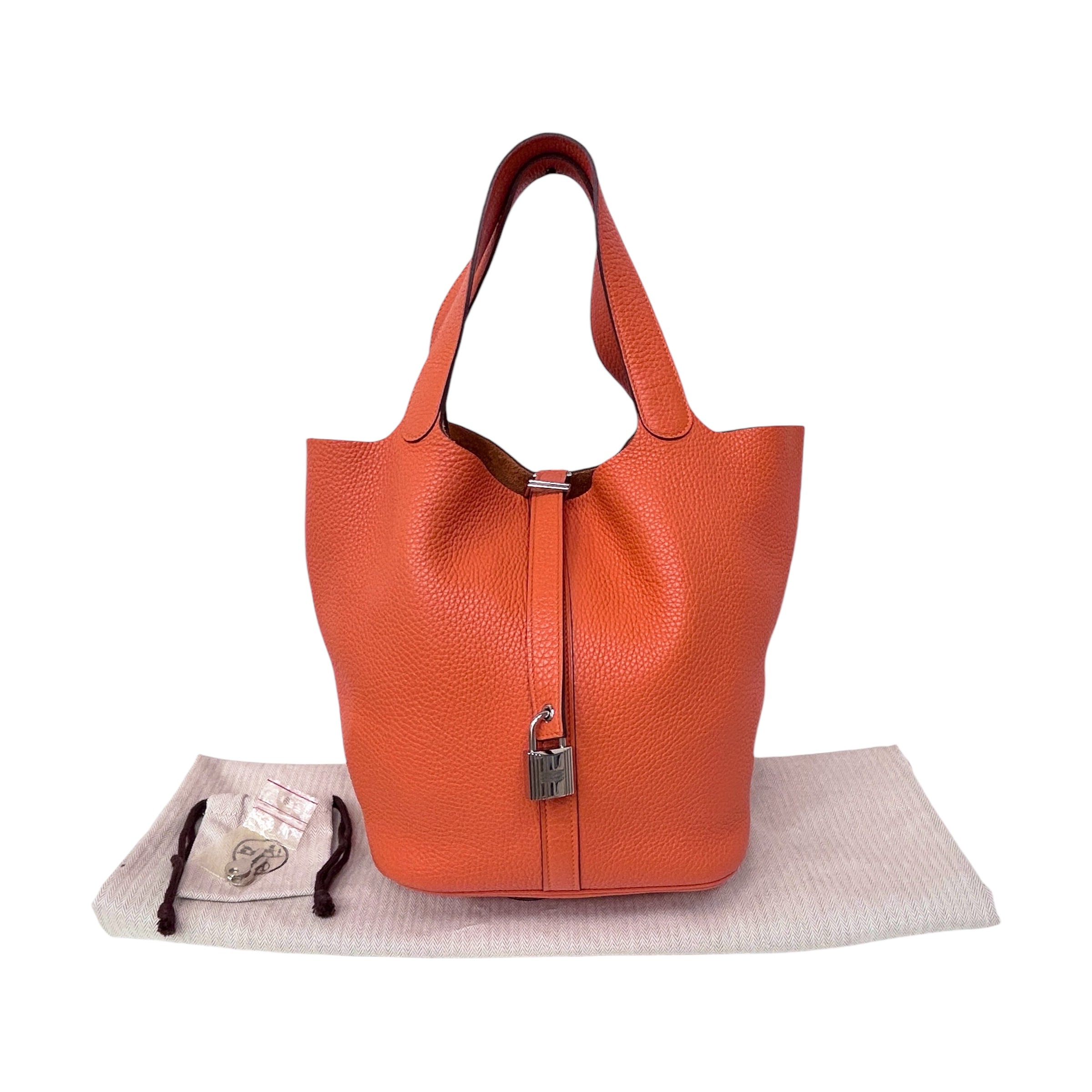 Orange Clemence Leather Picotin Lock GM Bag w/PHW