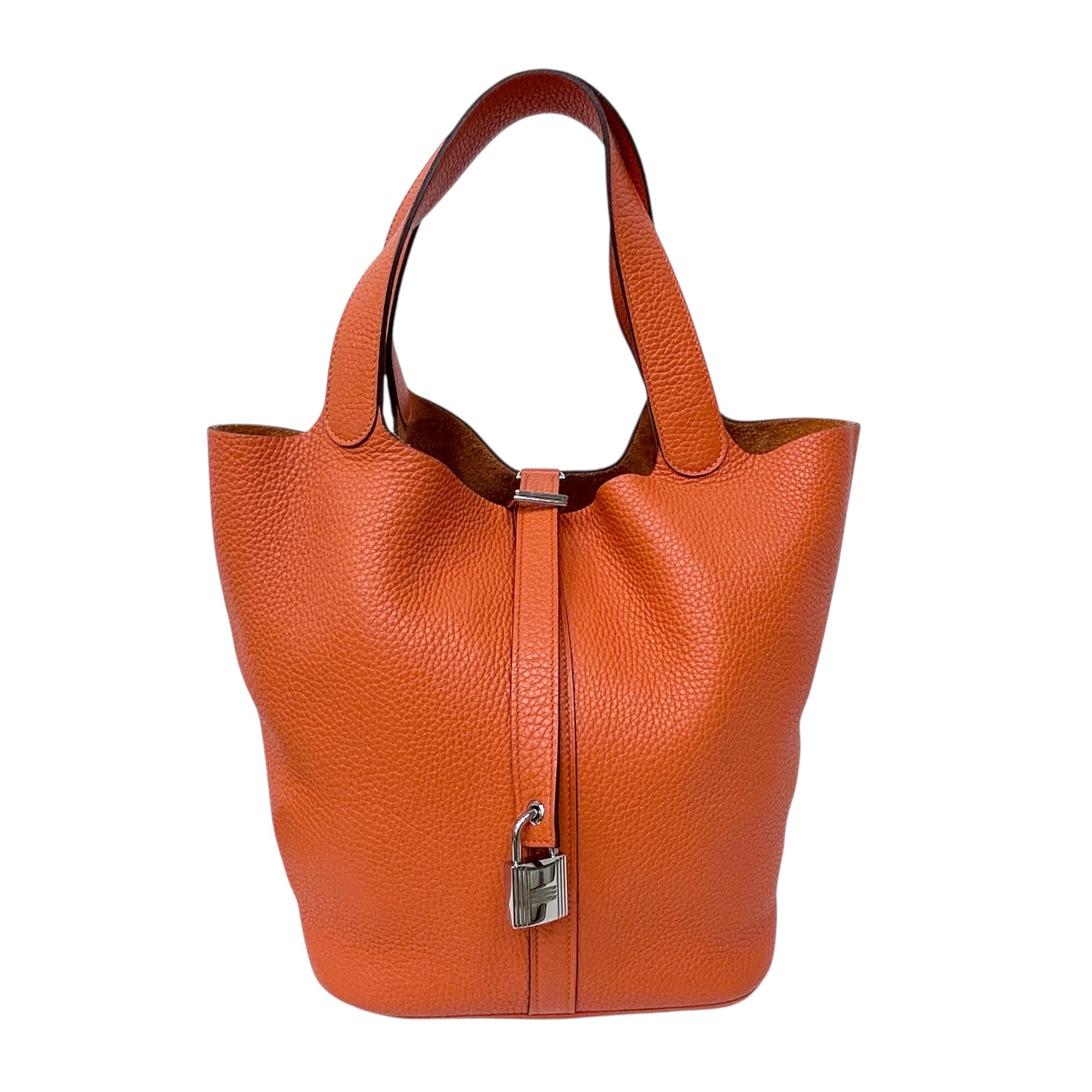 Orange Clemence Leather Picotin Lock GM Bag w/PHW