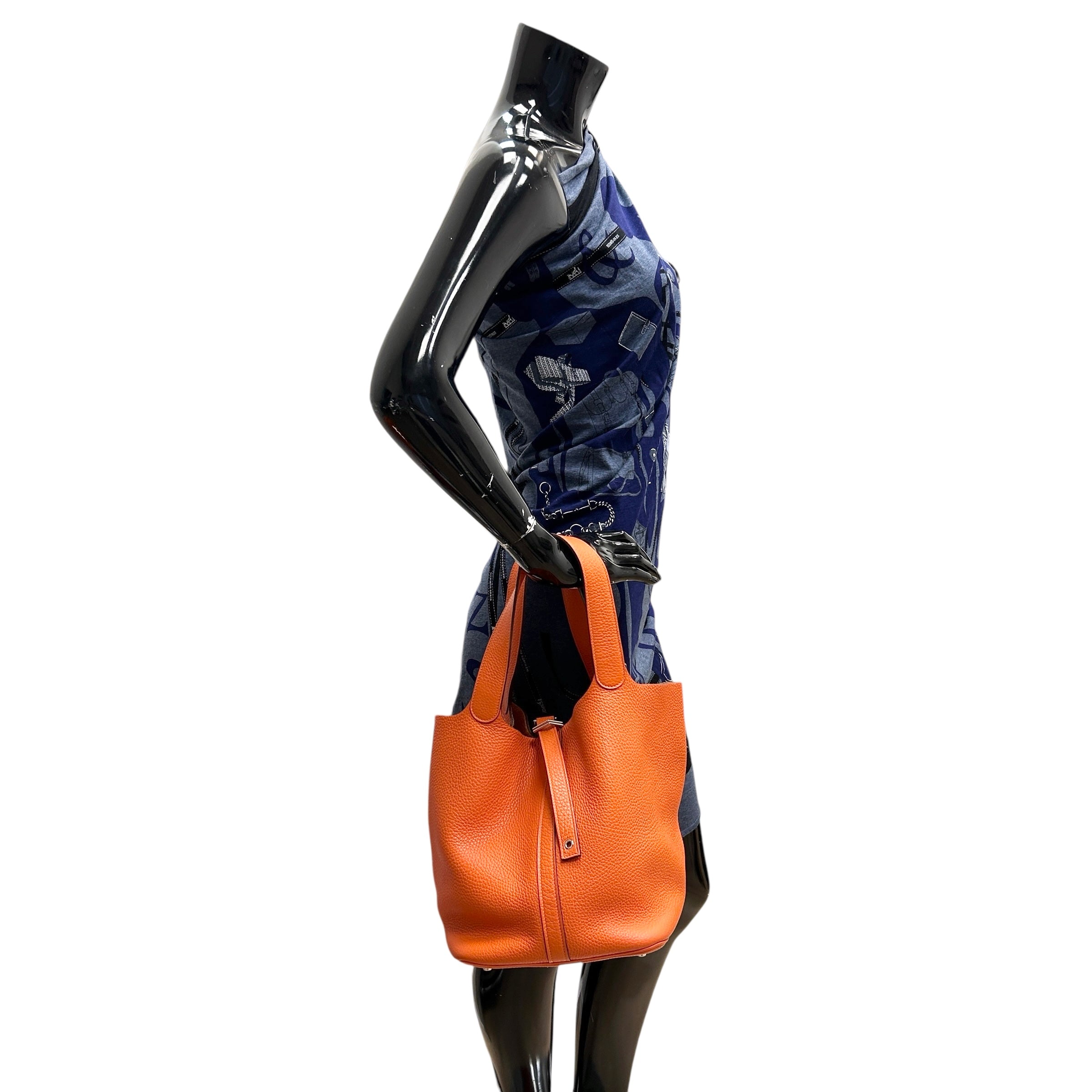 Orange Clemence Leather Picotin Lock GM Bag w/PHW