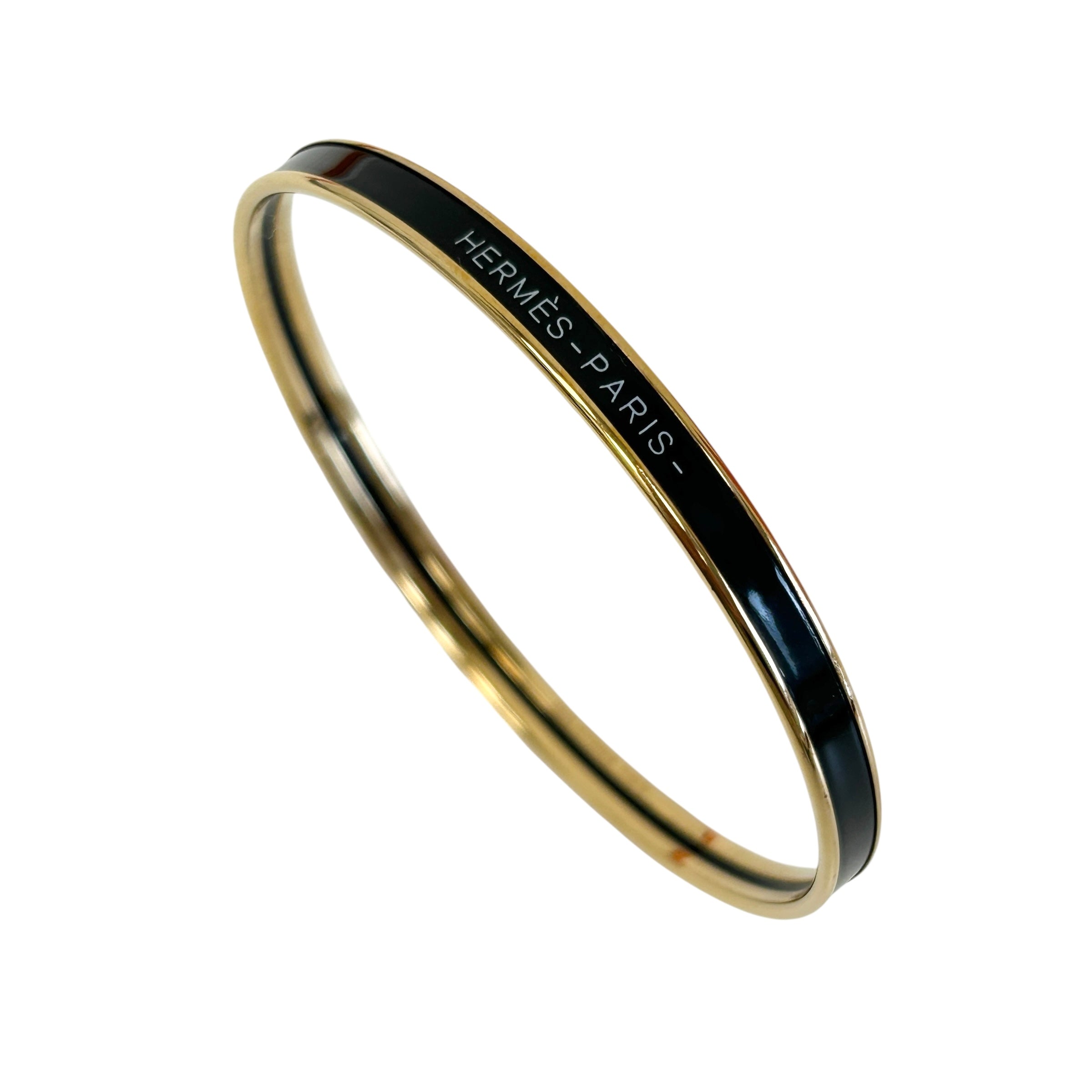 Black Uni Extra Narrow Enamel Bangle w/RGHW
