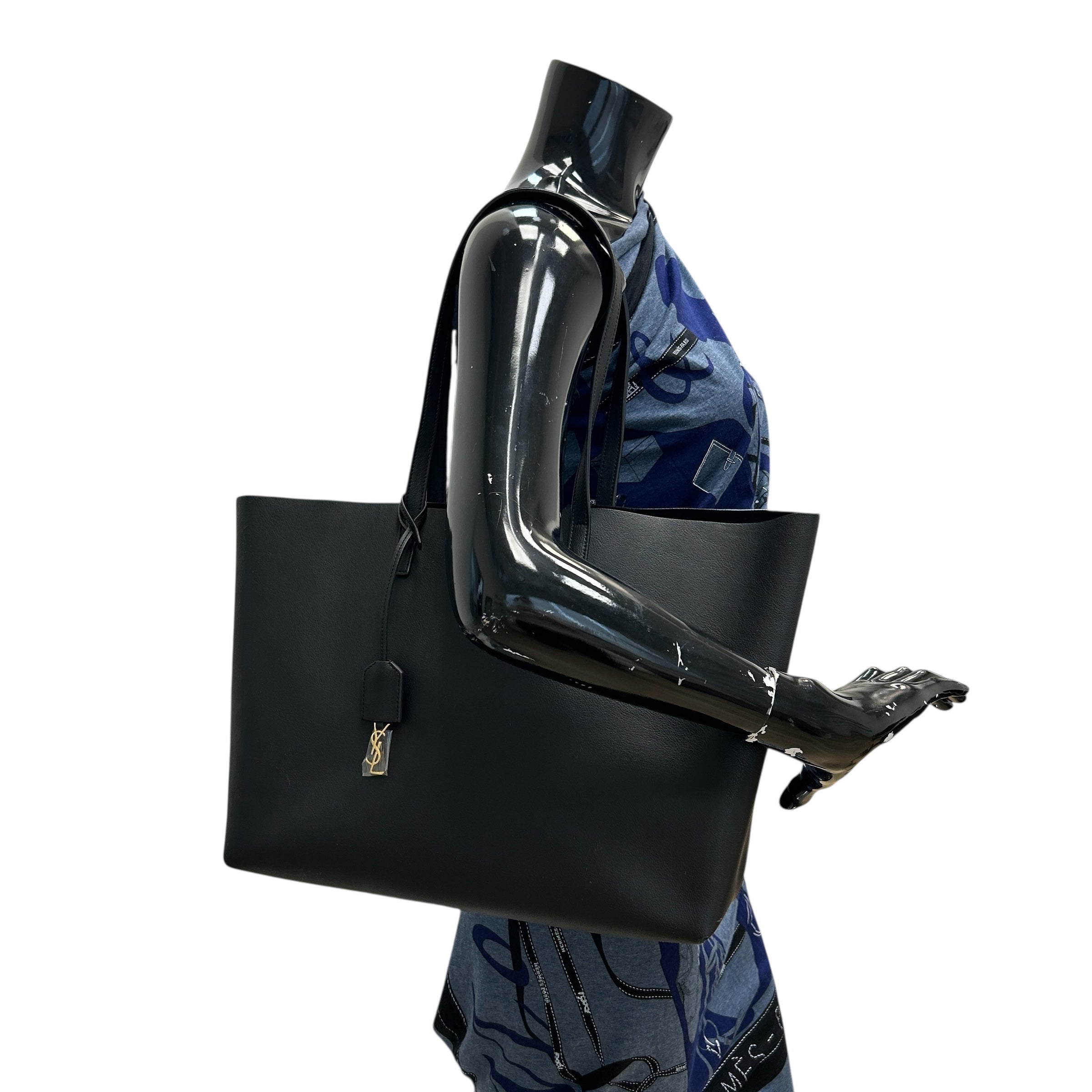 Black Calfskin Shopping Tote w/GHW
