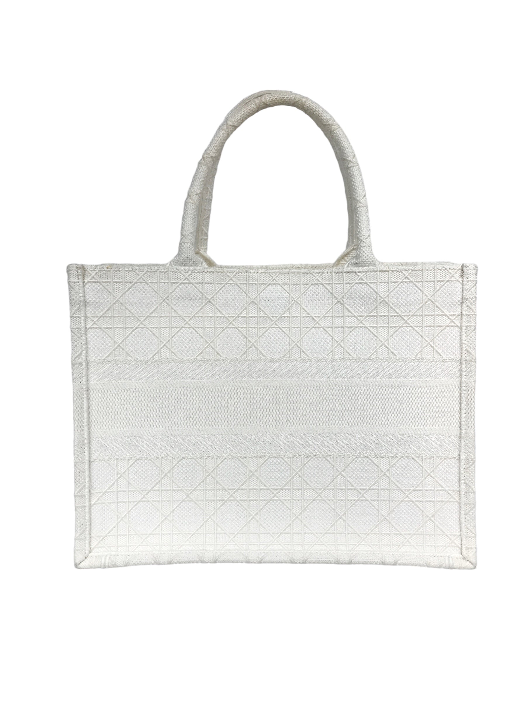 White Oblique Canvas Medium Dior Book Tote