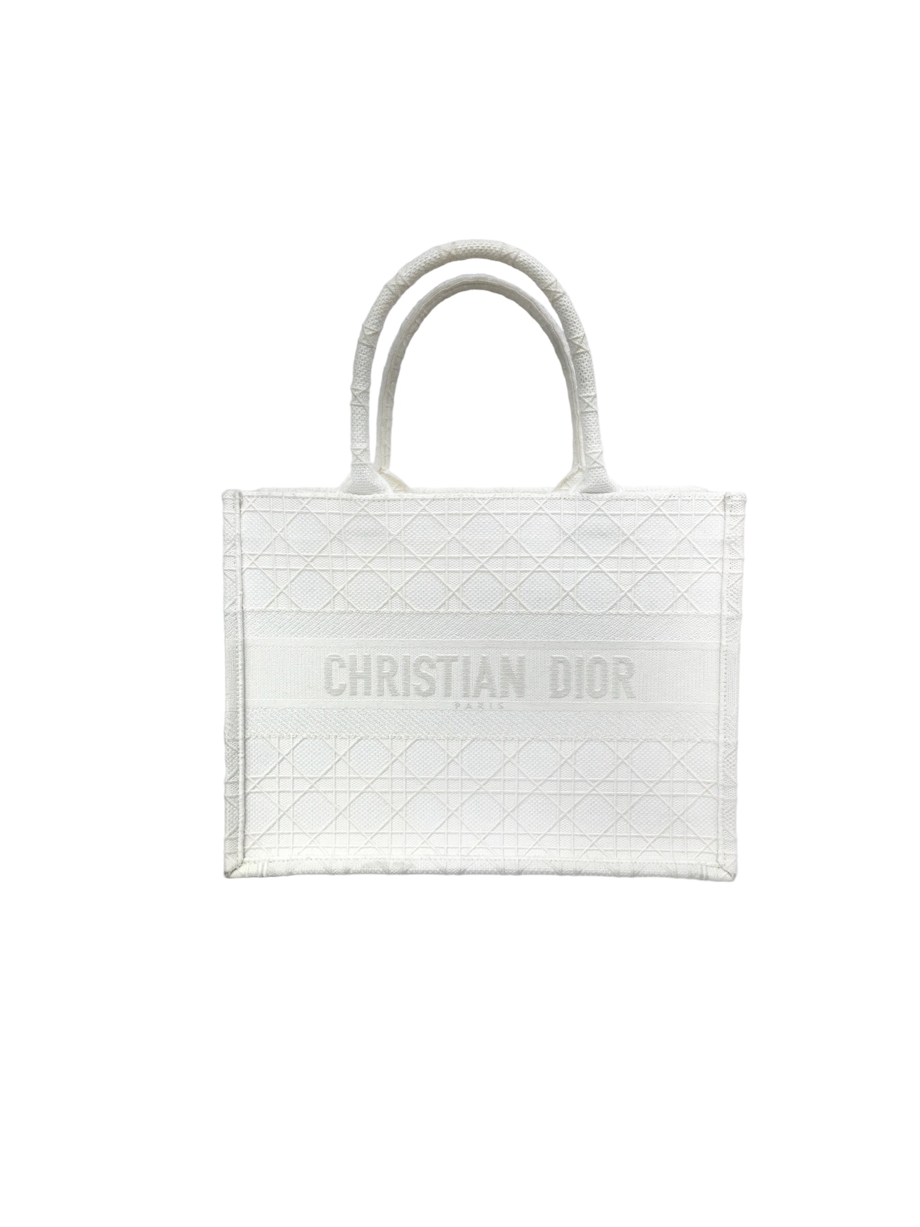 White Oblique Canvas Medium Dior Book Tote