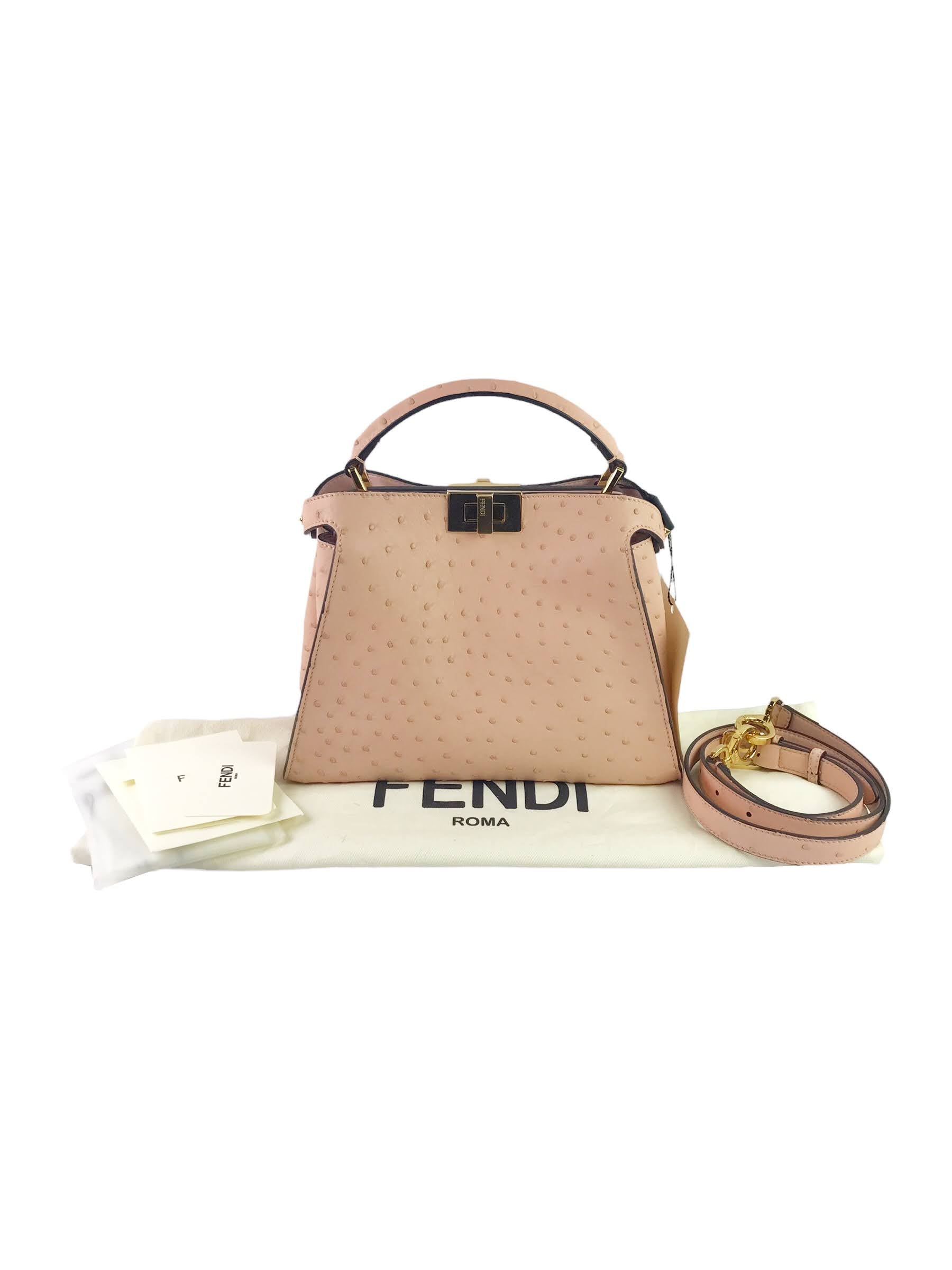 Light Pink Ostrich Small Peekaboo w/GHW