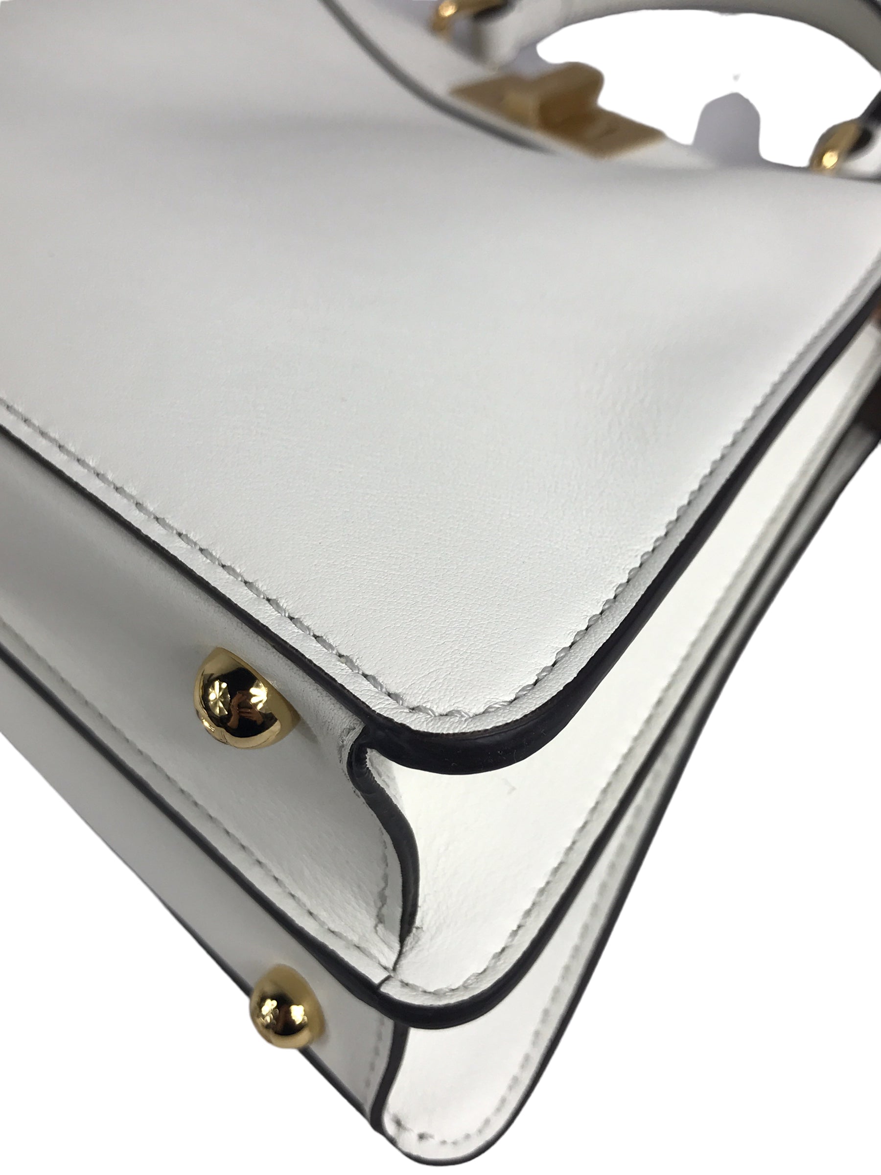 White Grained Leather Peekaboo ISEEU Small Top Handle Bag w/GHW