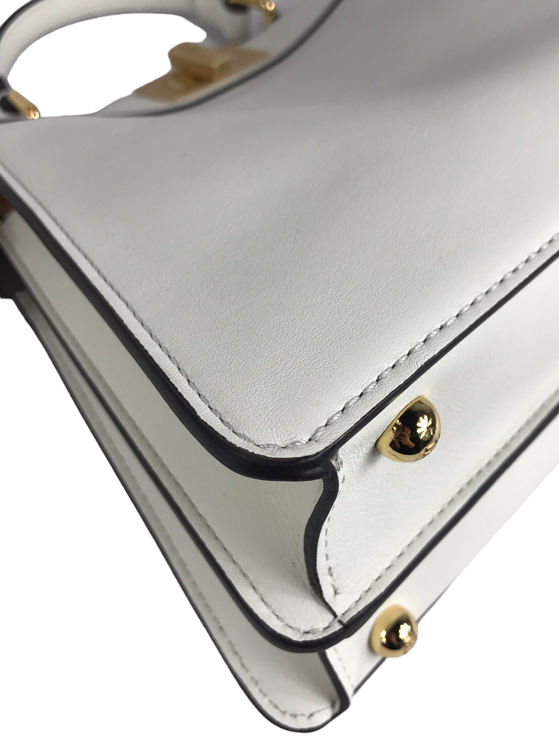 White Grained Leather Peekaboo ISEEU Small Top Handle Bag w/GHW