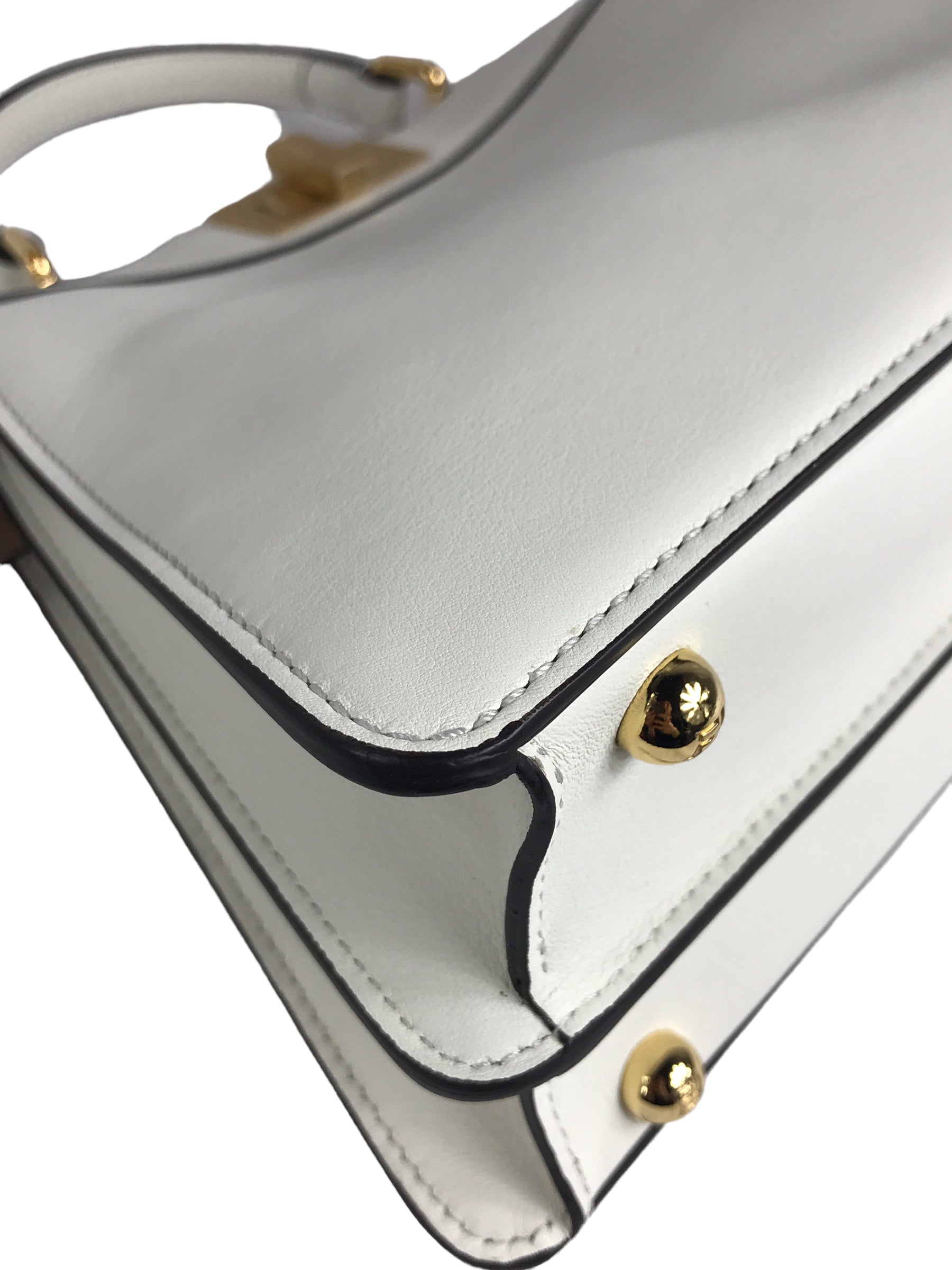 White Grained Leather Peekaboo ISEEU Small Top Handle Bag w/GHW