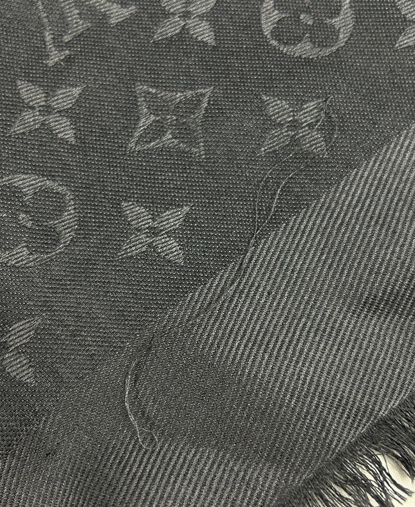 Grey Reversible Monogram Eclipse Wool/Silk Shawl