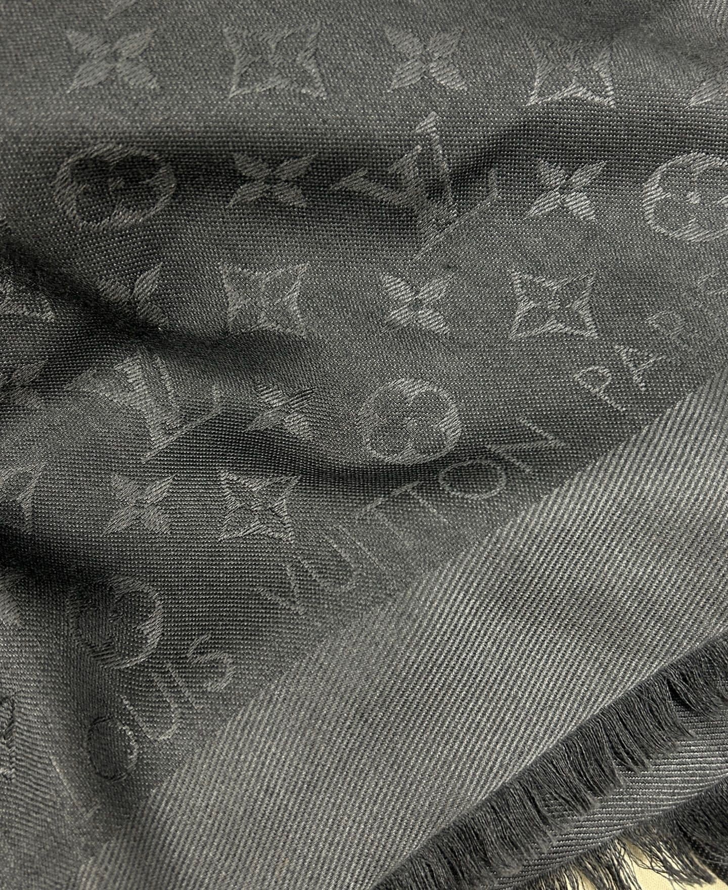 Grey Reversible Monogram Eclipse Wool/Silk Shawl