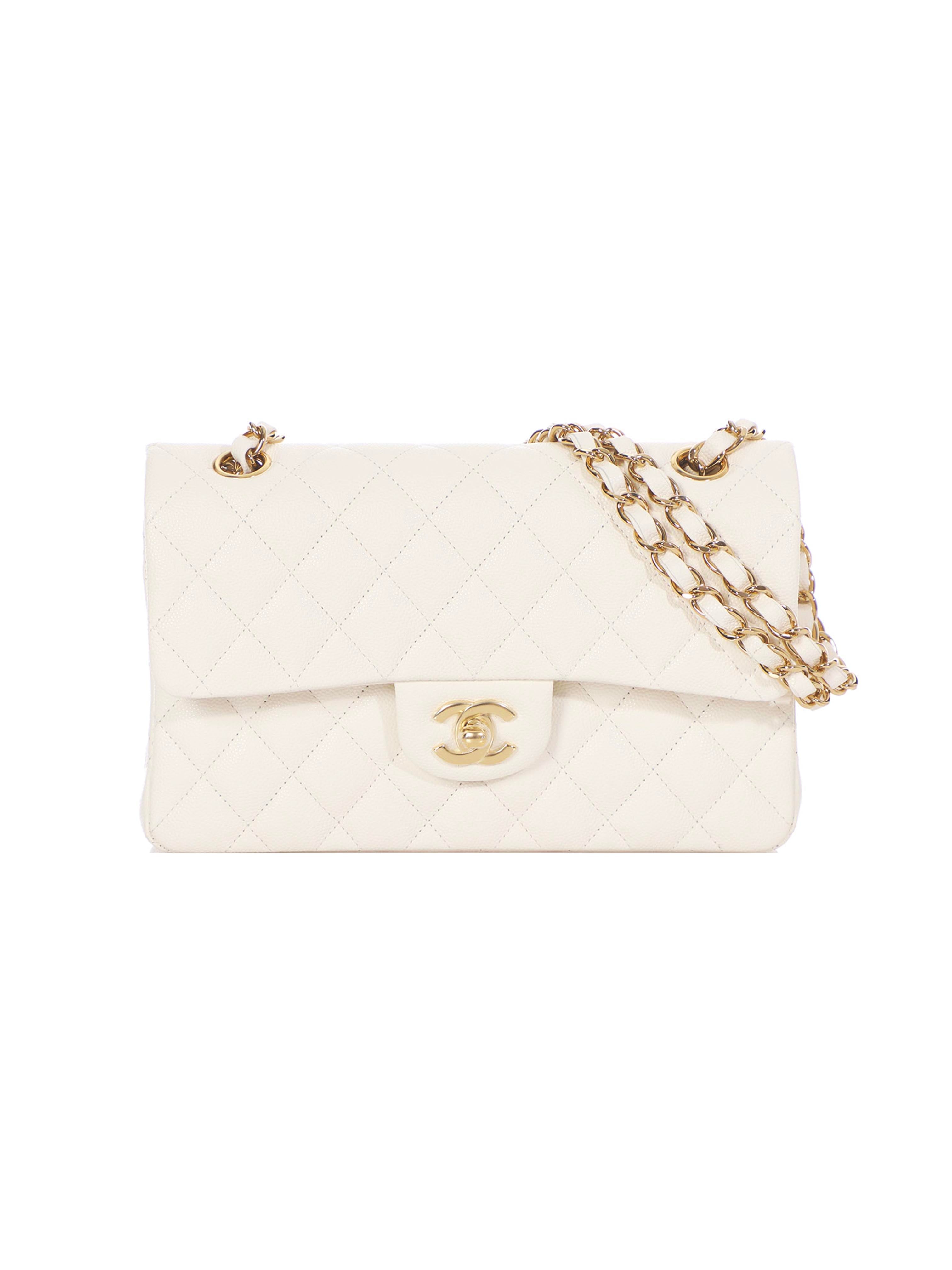 [In Search Of] White Caviar Classic Medium Double Flap w/GHW
