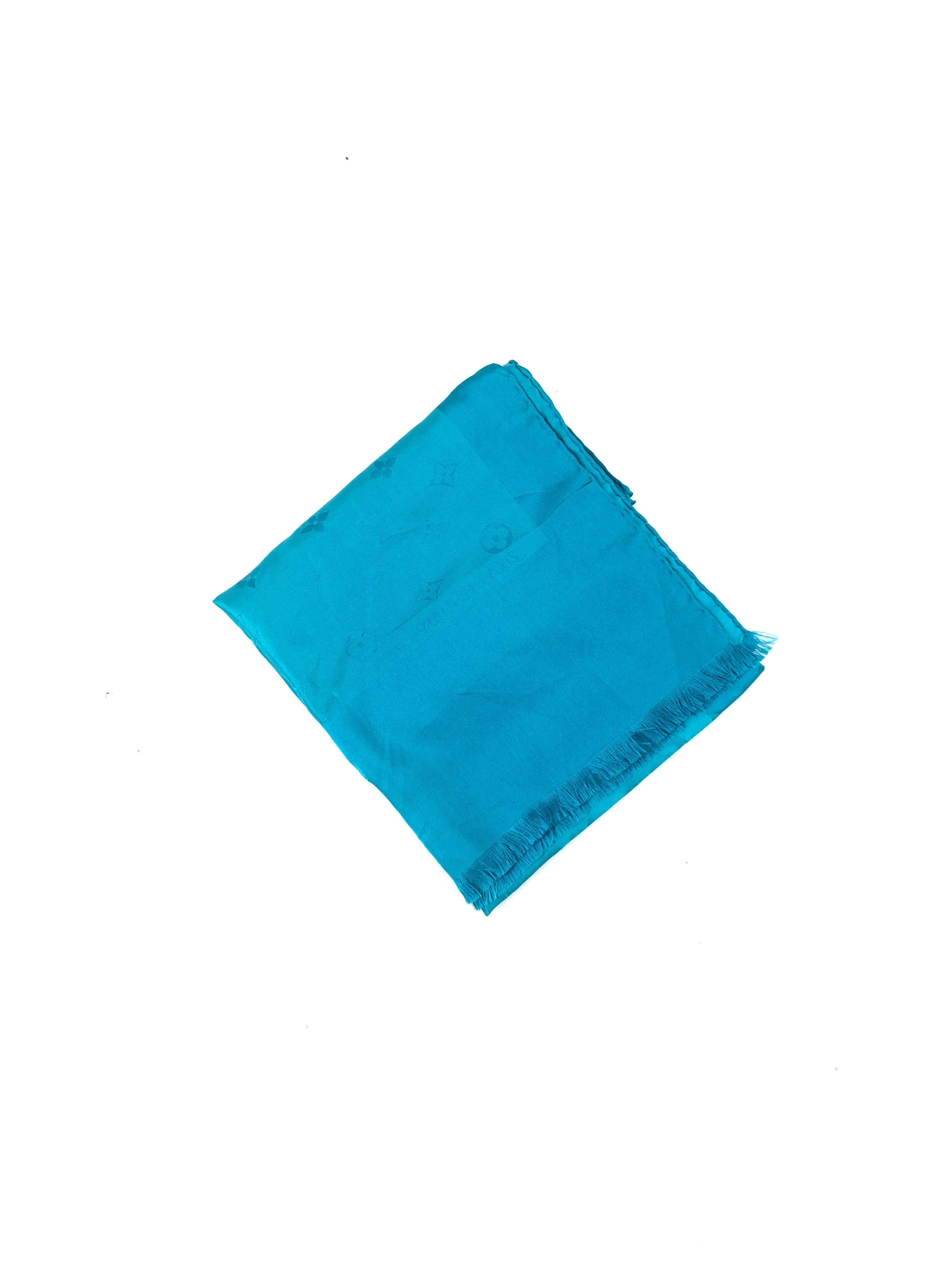 Blue Logo Print Silk Scarf