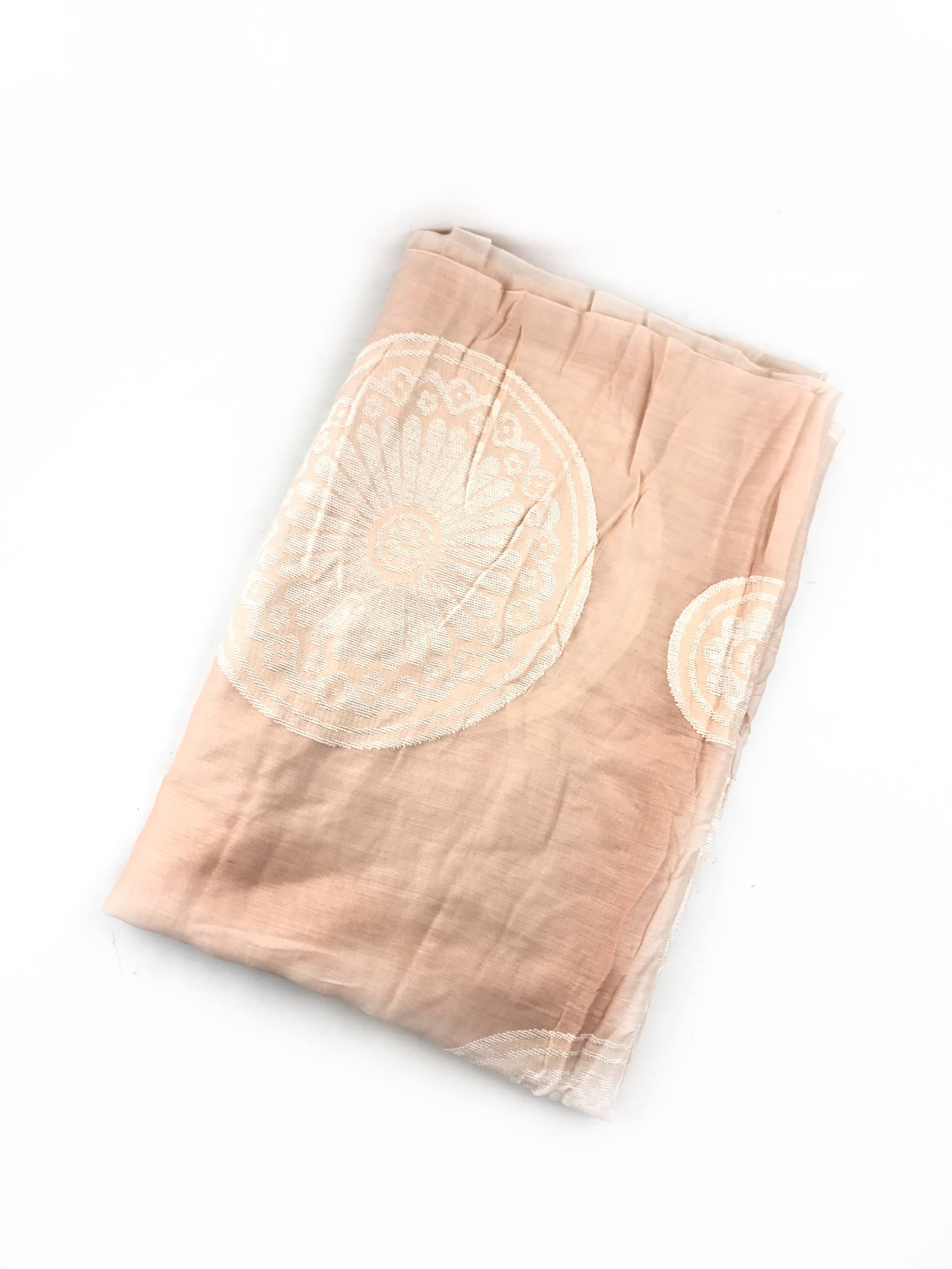 Light Pink/Nude Large Circle-Jacquard Embroidered Wool/Silk Shawl