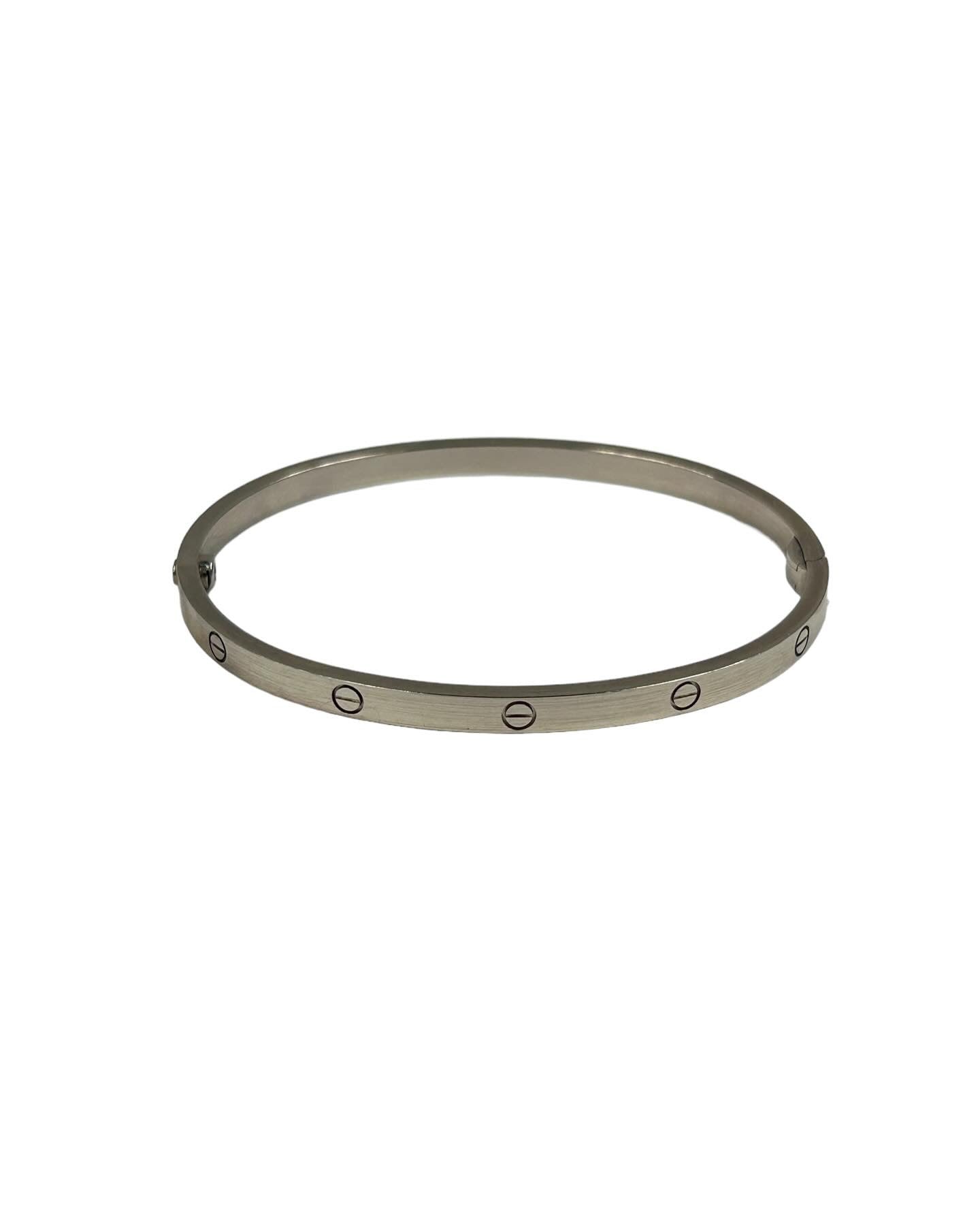 18K White Gold w/Rhodium Coating Love PM Bangle