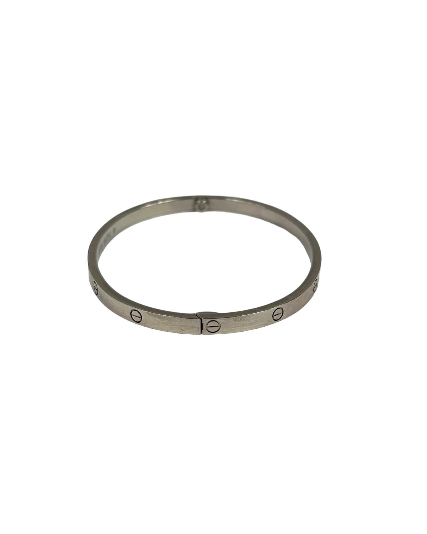 18K White Gold w/Rhodium Coating Love PM Bangle