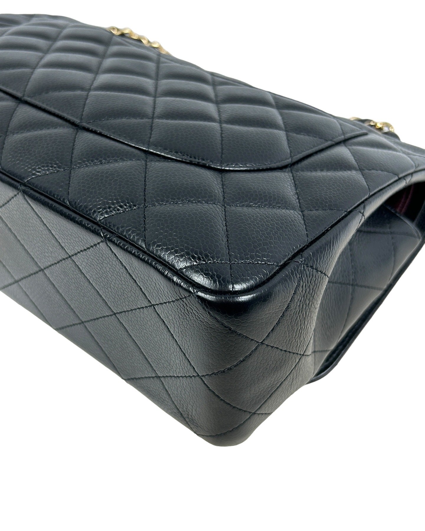 Black Caviar Quilted Jumbo Double Flap Bag w/GHW