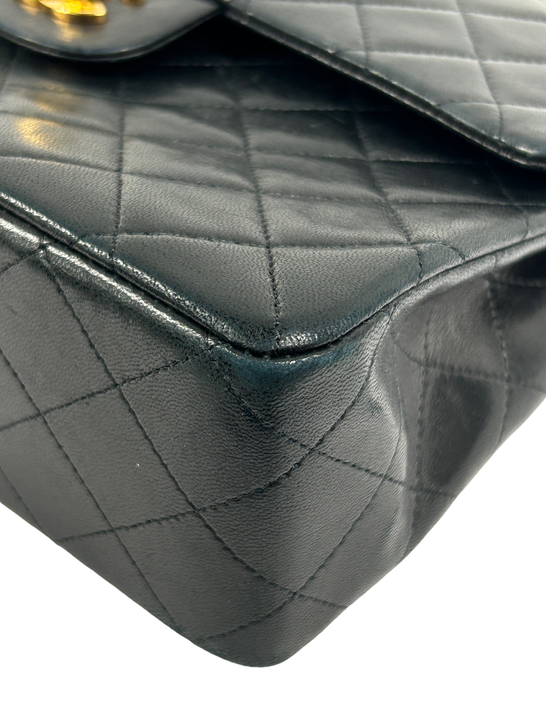 Vintage Black Quilted Lambskin Medium Double Flap w/24K GHW