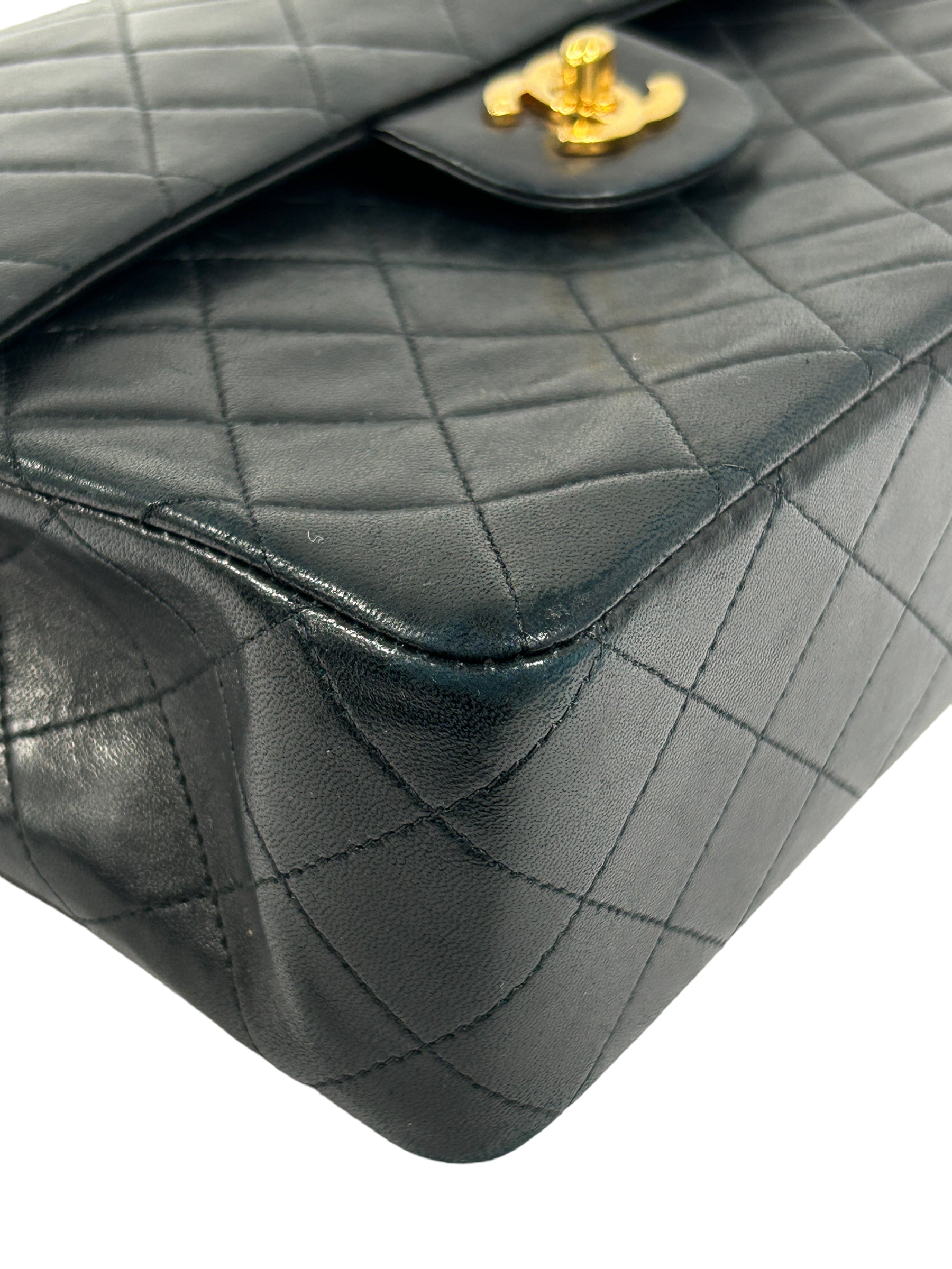 Vintage Black Quilted Lambskin Medium Double Flap w/24K GHW