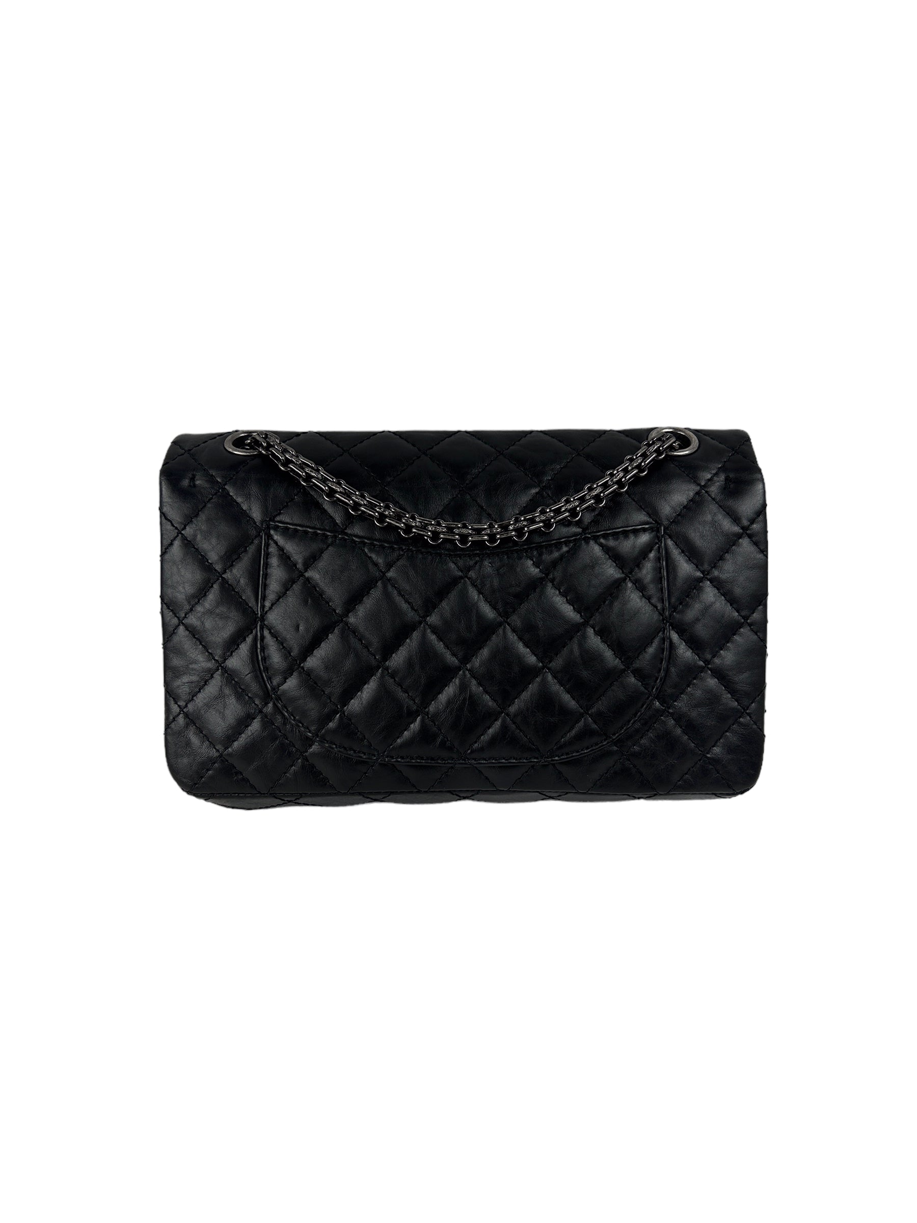 Black Quilted Aged Calfskin Charm Reissue w/RHW