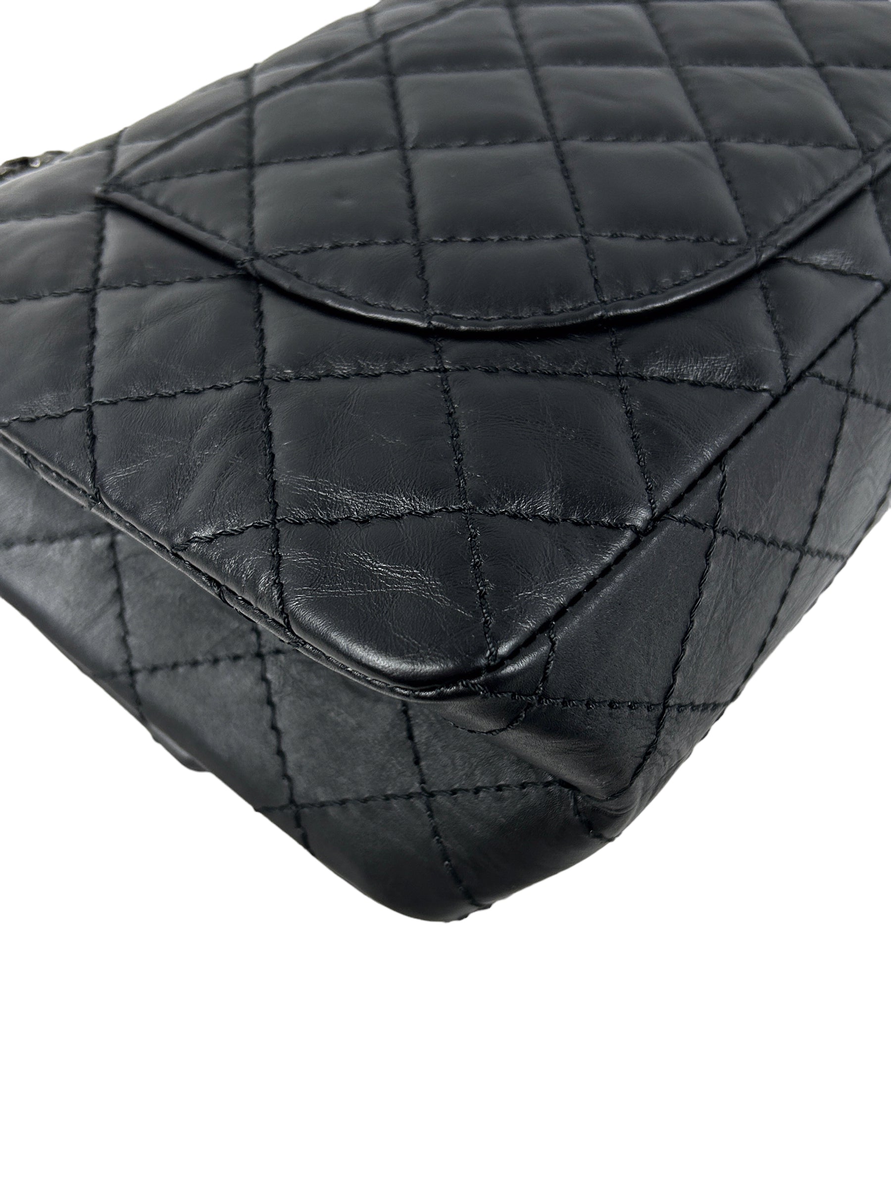 Black Quilted Aged Calfskin Charm Reissue w/RHW