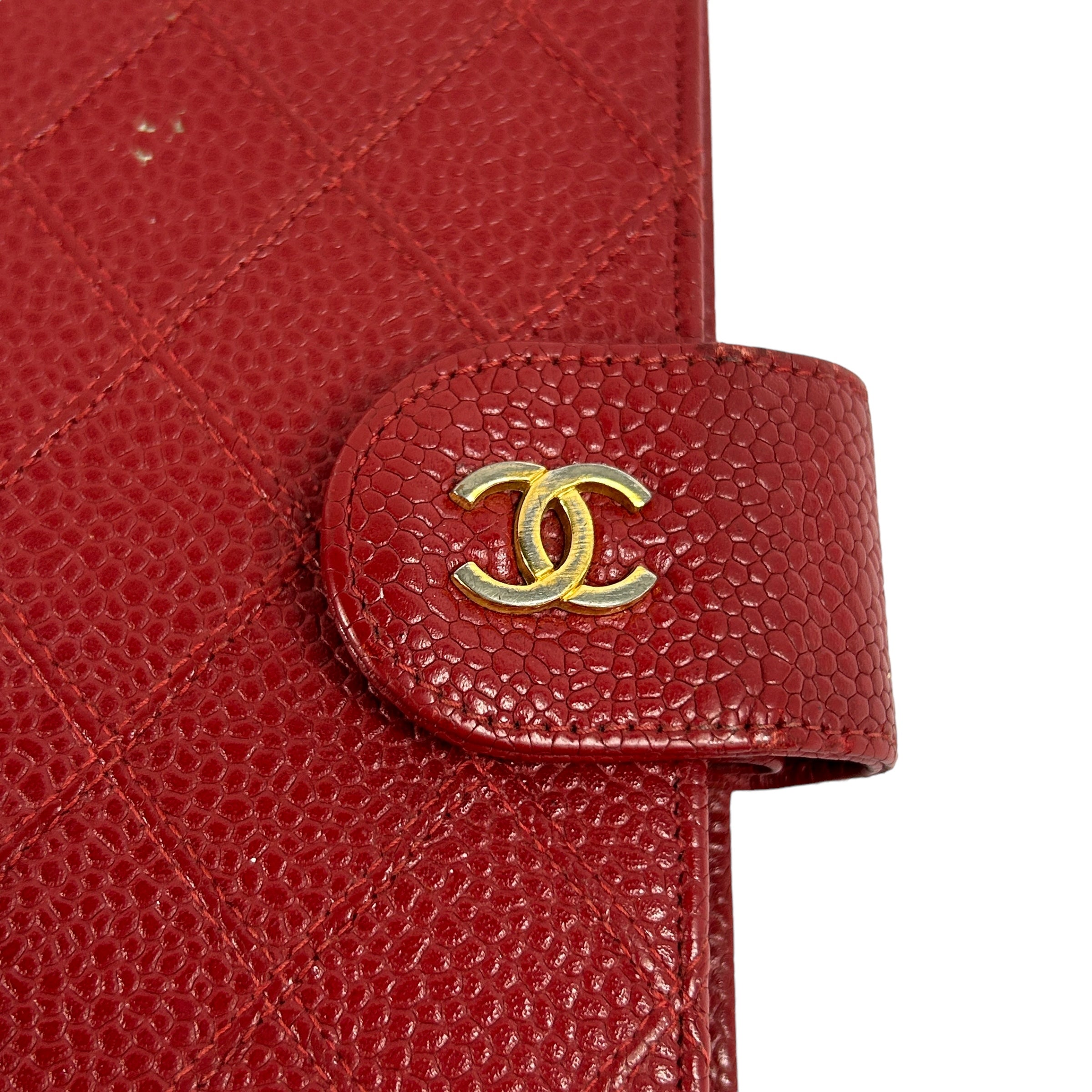 Red Quilted Caviar Leather Agenda Book