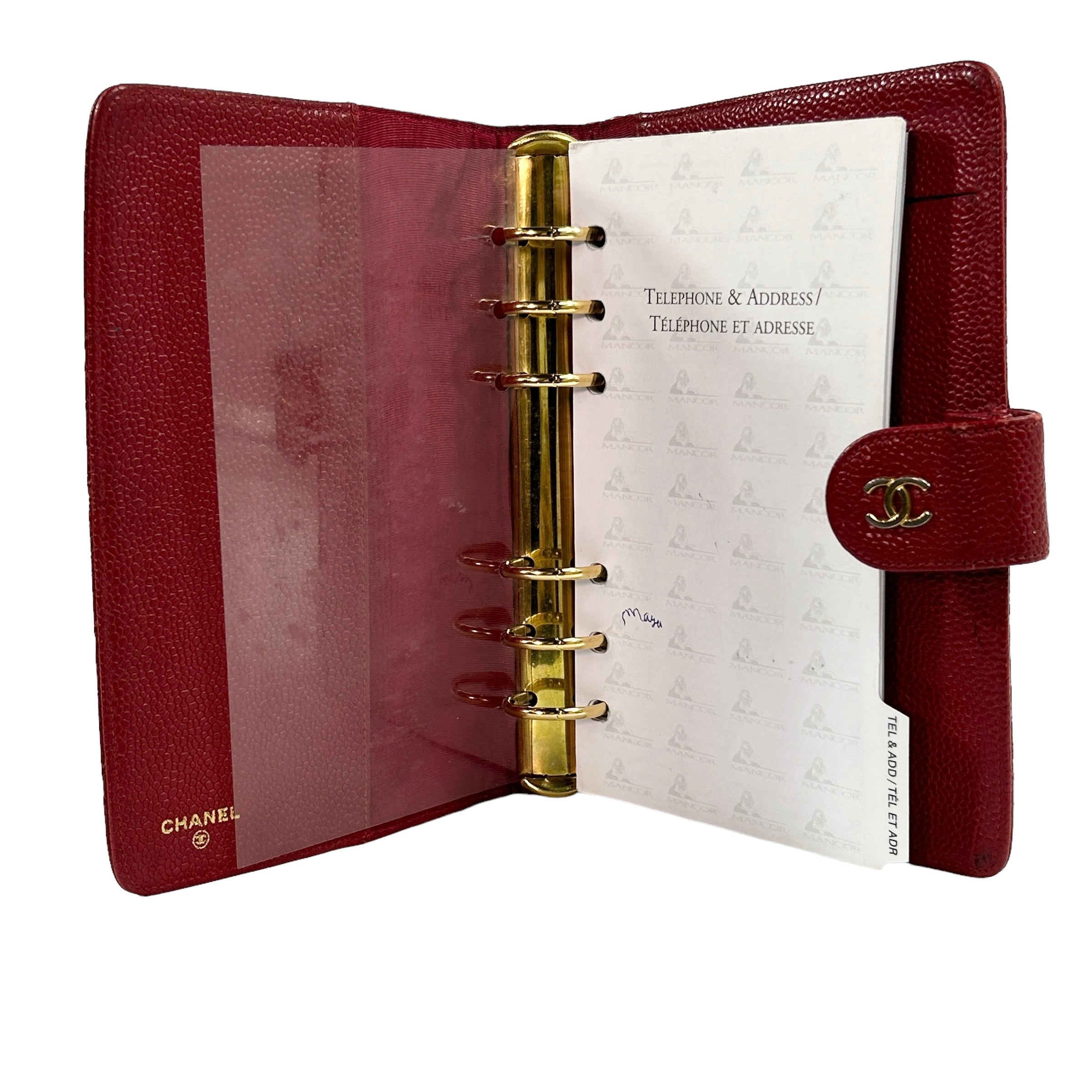 Red Quilted Caviar Leather Agenda Book