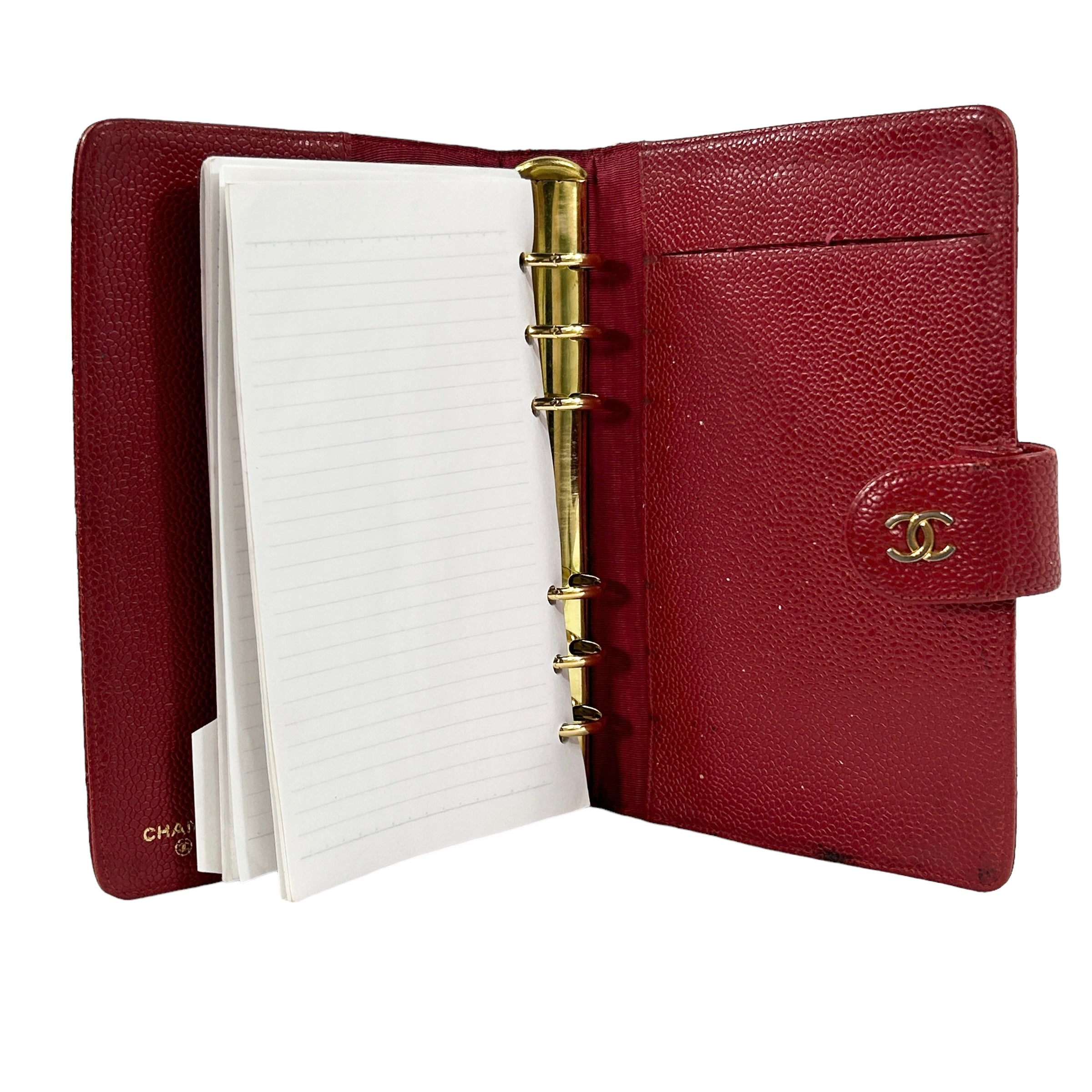 Red Quilted Caviar Leather Agenda Book