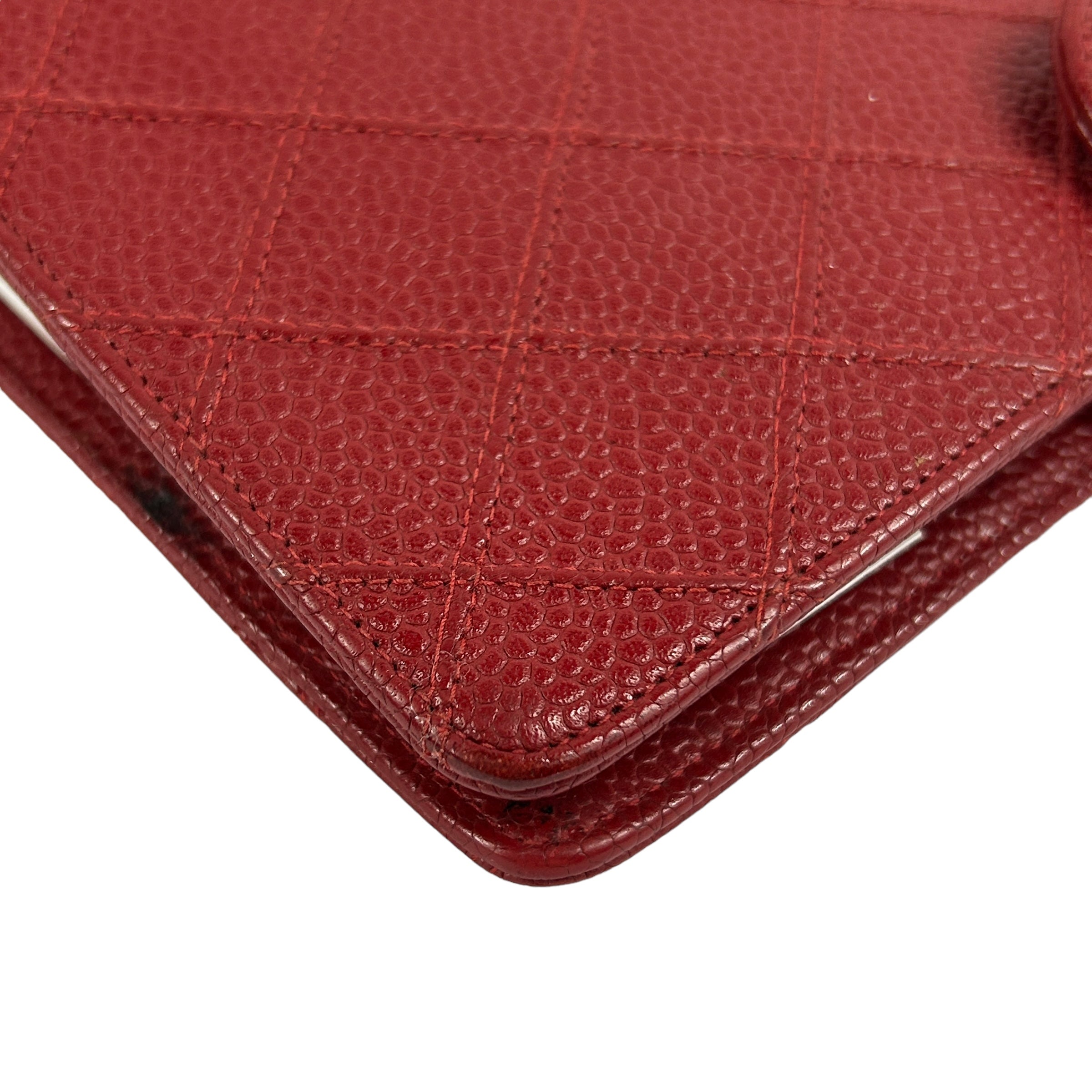 Red Quilted Caviar Leather Agenda Book