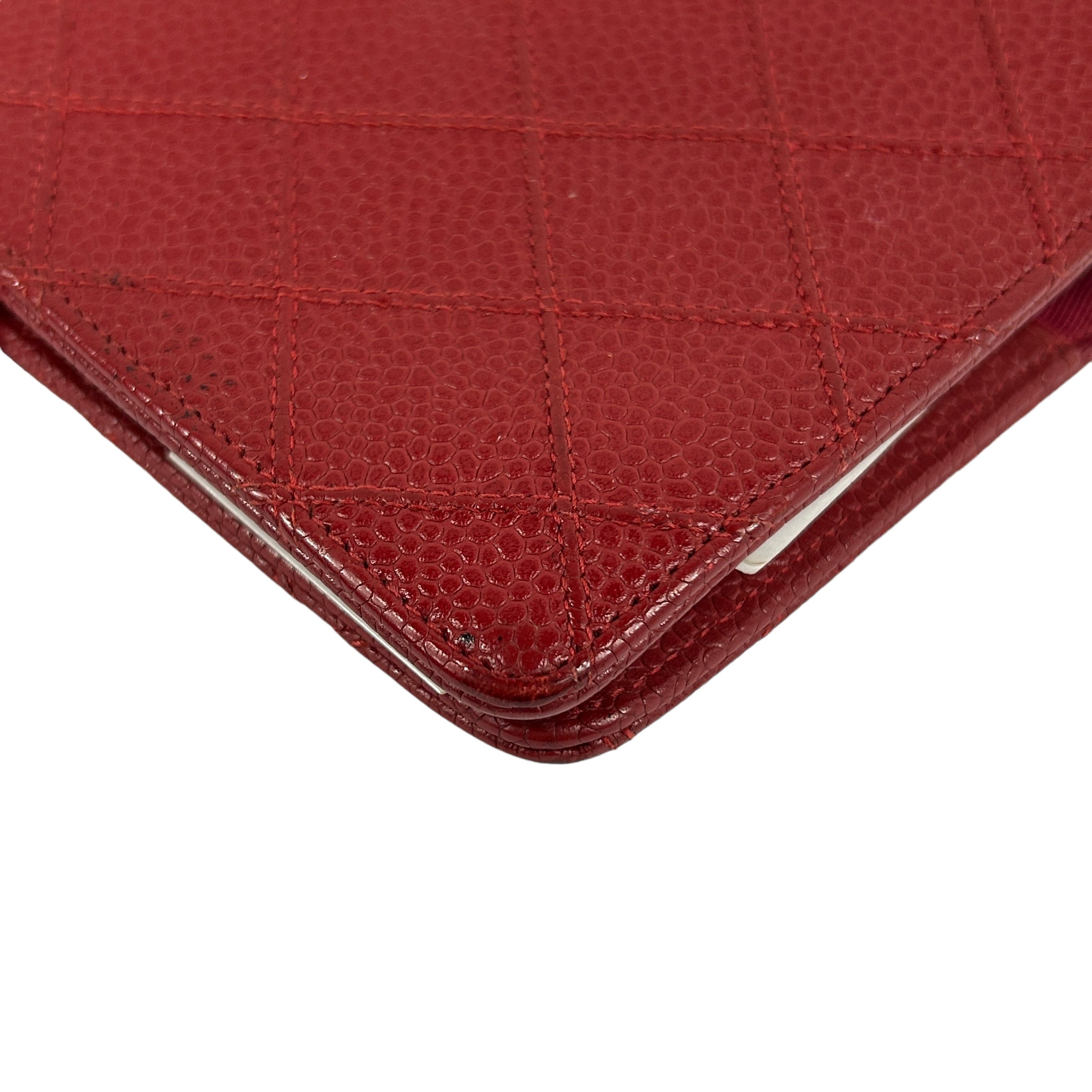 Red Quilted Caviar Leather Agenda Book