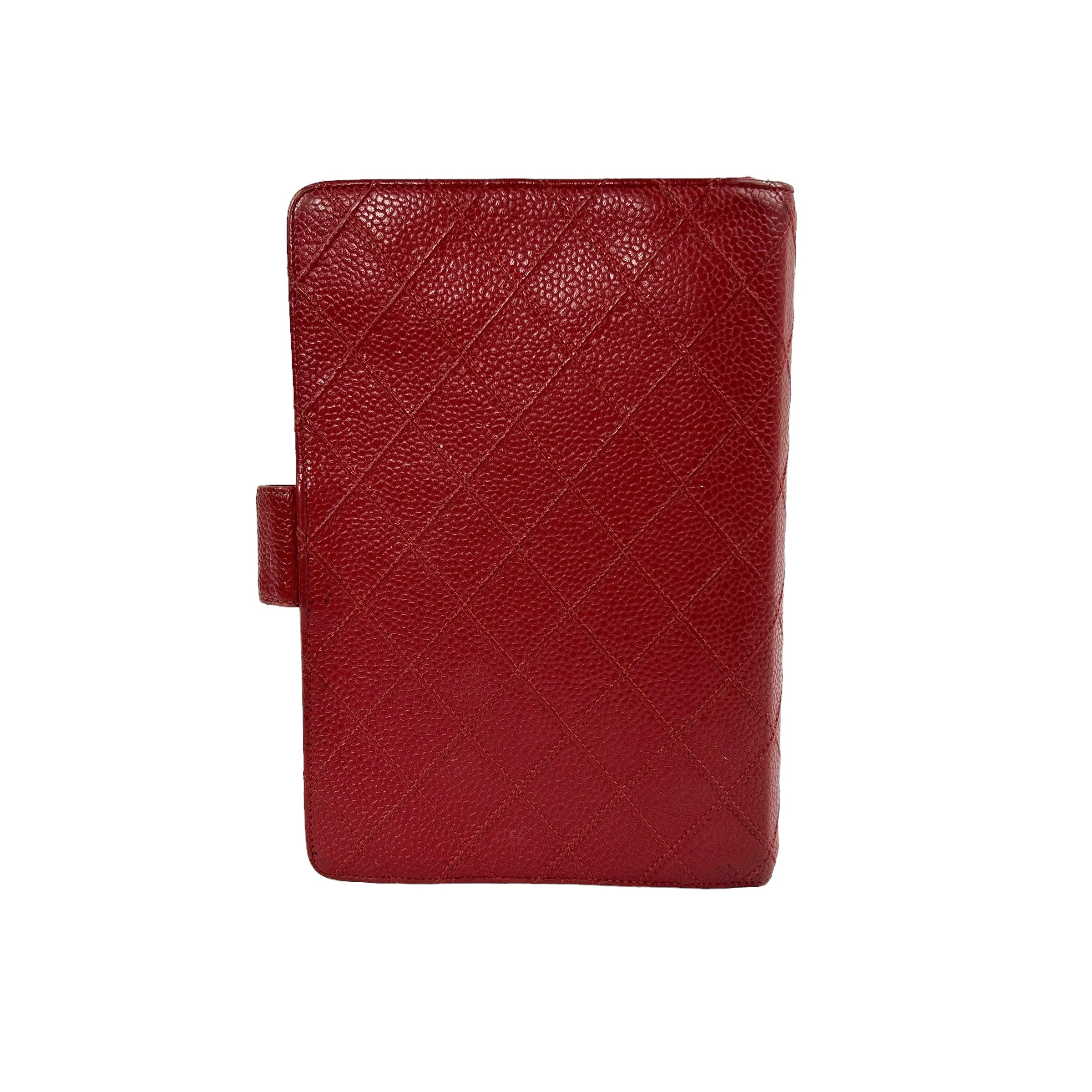 Red Quilted Caviar Leather Agenda Book