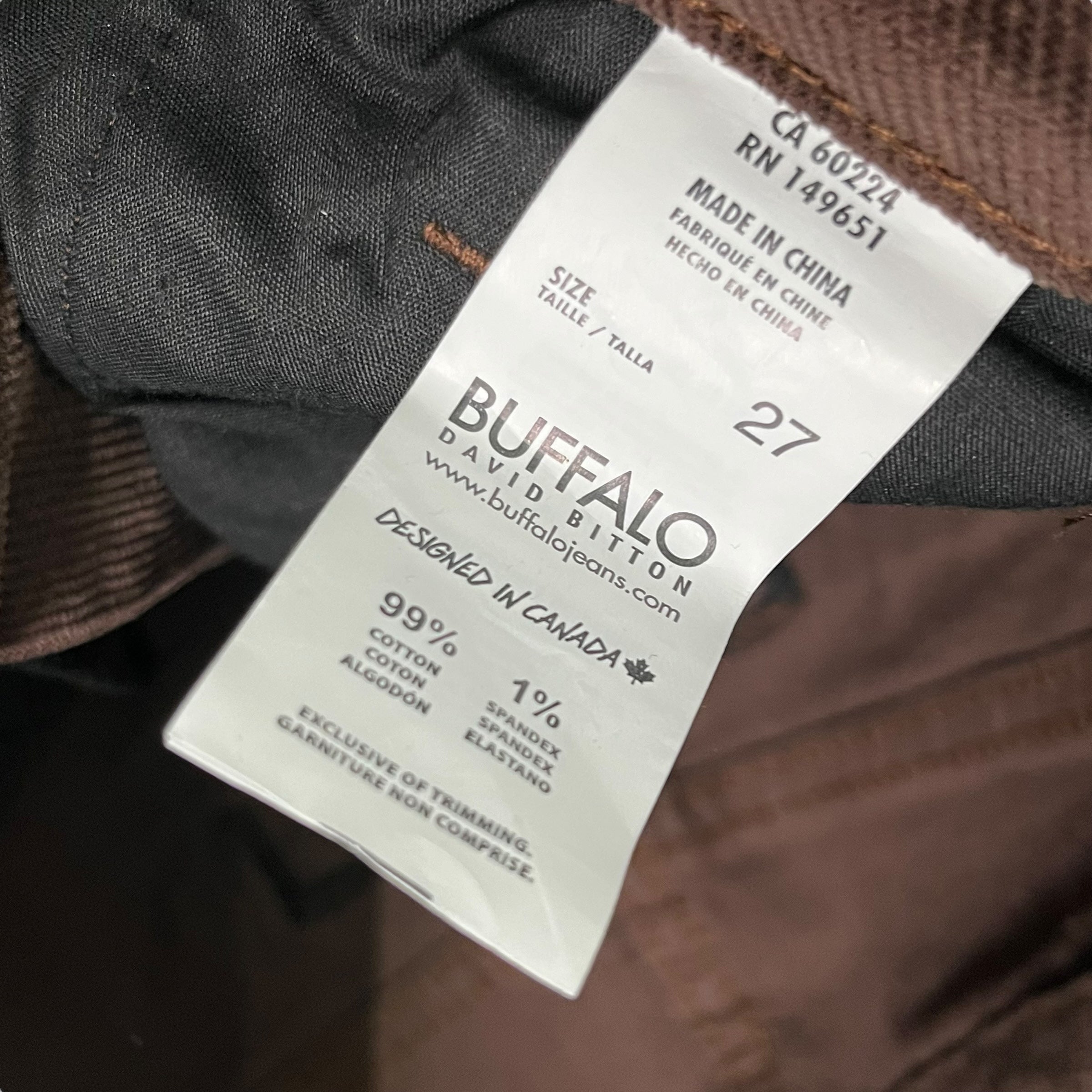 BUFFALO Dark Brown Corduroy High Rise Flare Stretch Pants