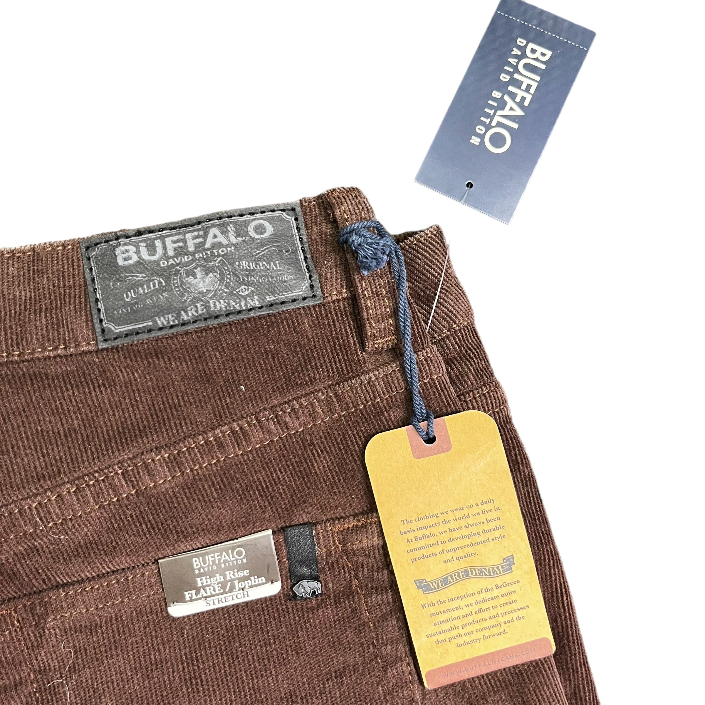 BUFFALO Dark Brown Corduroy High Rise Flare Stretch Pants