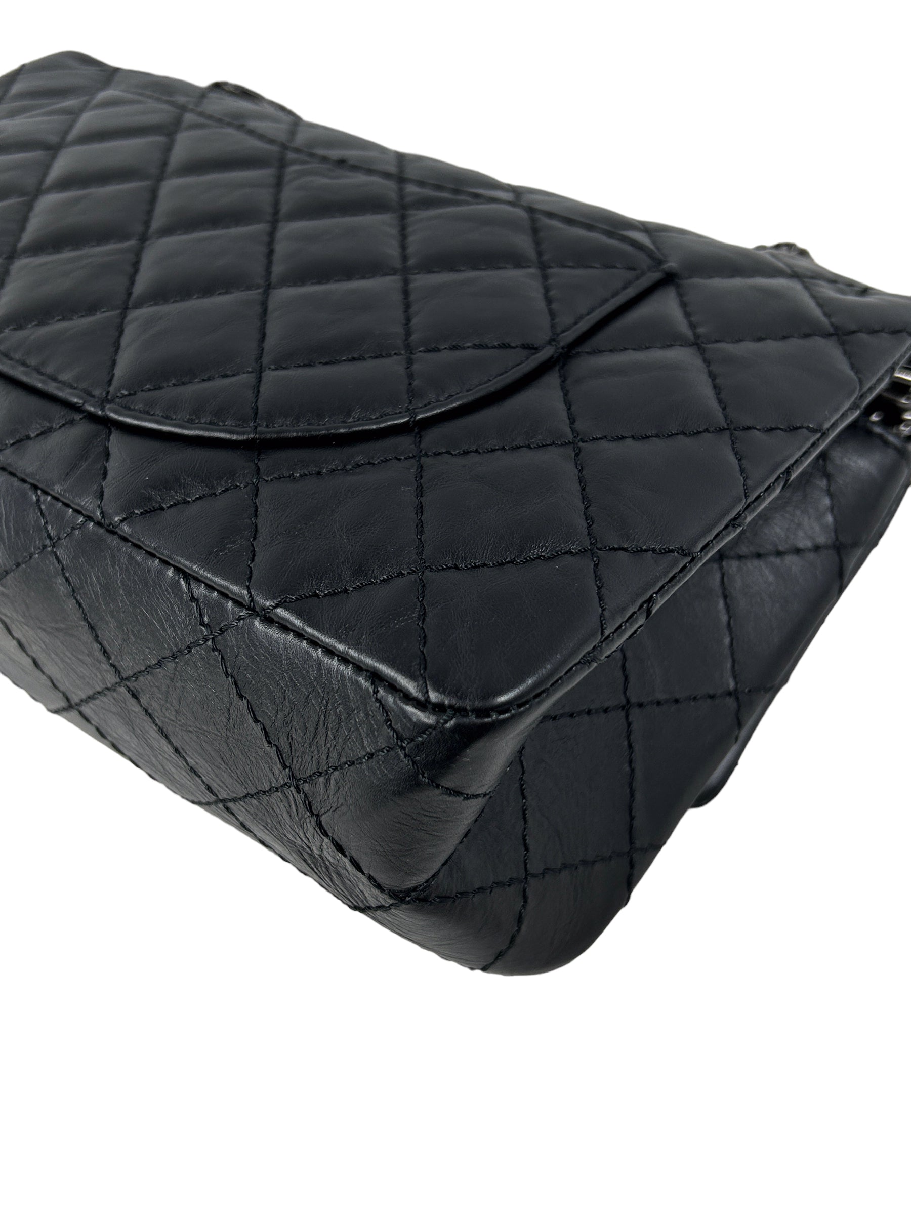 Black Quilted Aged Calfskin Charm Reissue w/RHW