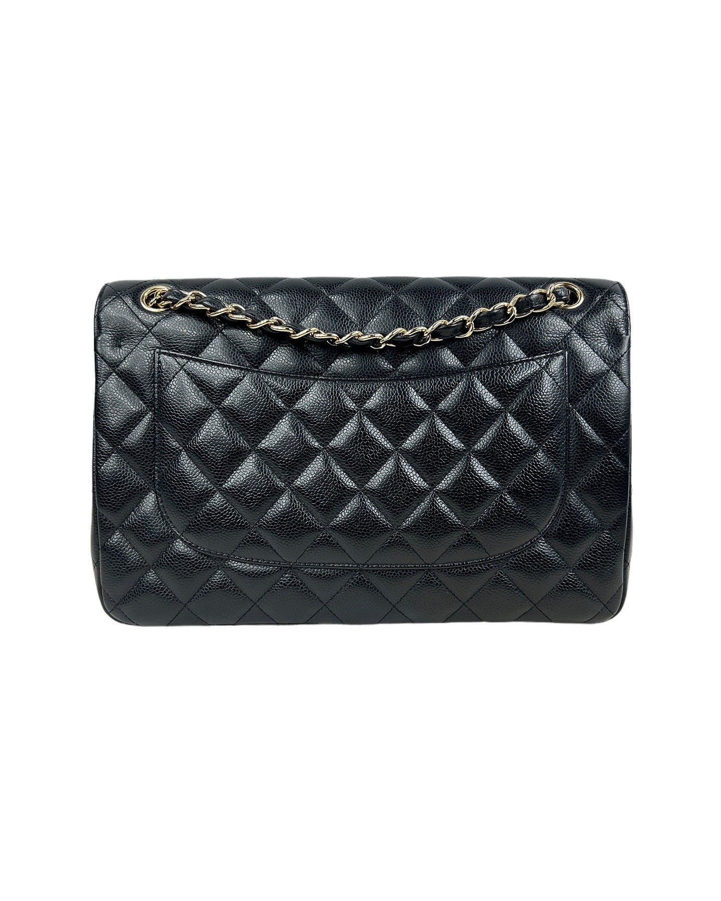 Black Caviar Quilted Jumbo Double Flap Bag w/GHW