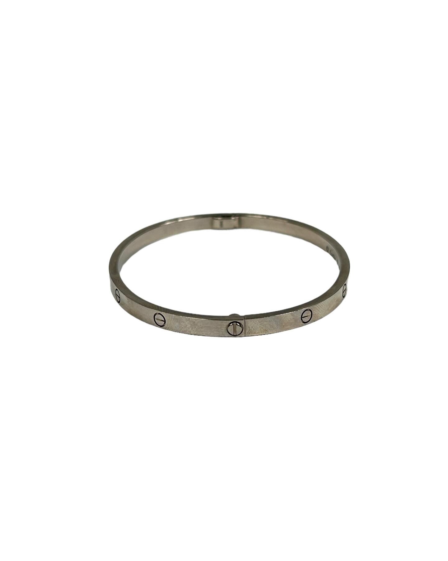 18K White Gold w/Rhodium Coating Love PM Bangle