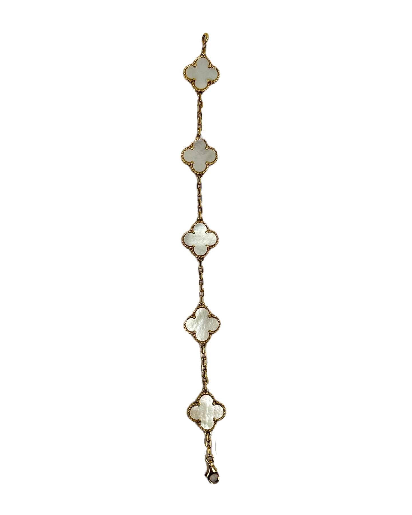 5 Motif Mother of Pearl Vintage Alhambra Gold Bracelet