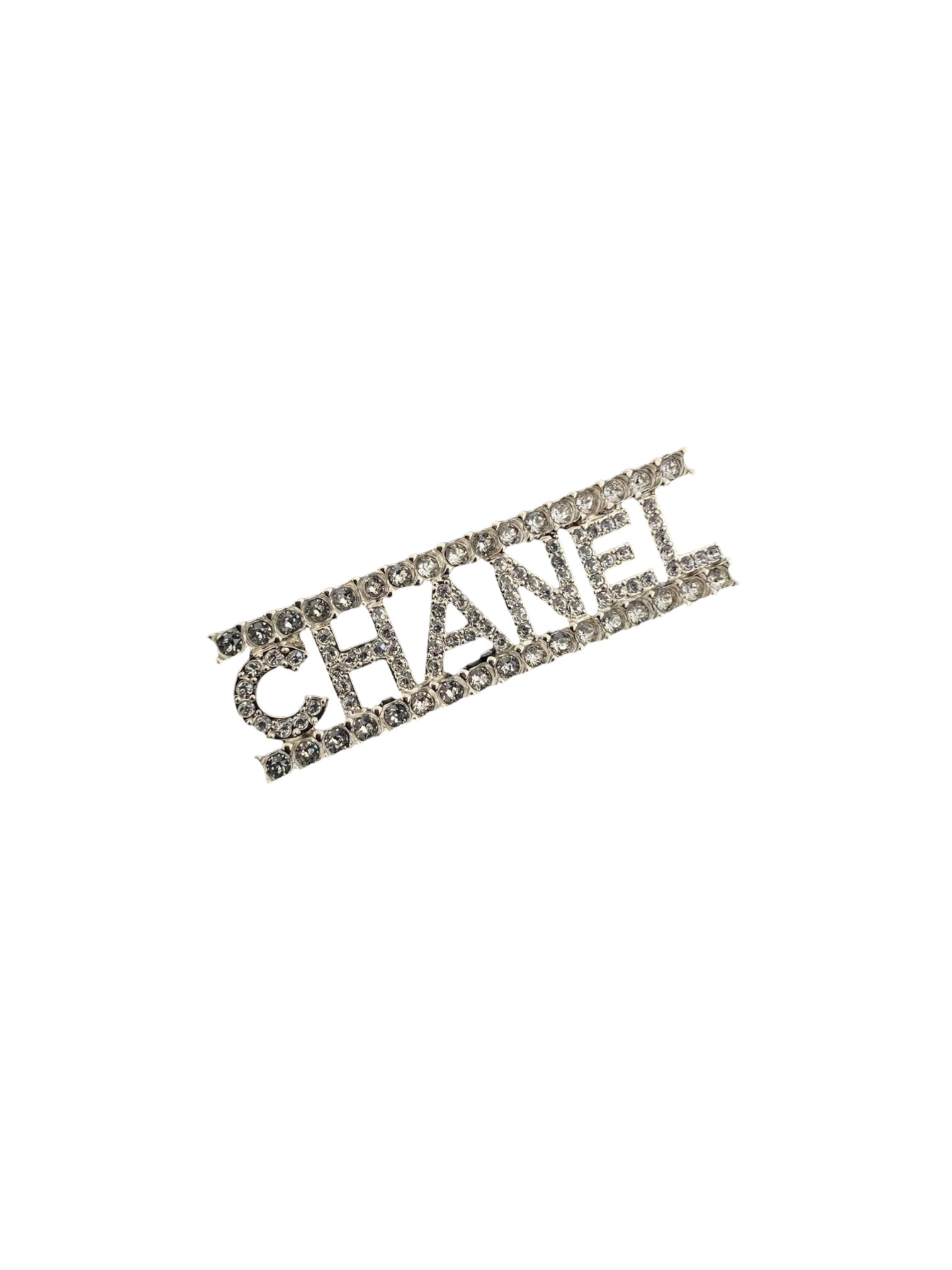 BRAND NEW CHANEL 22S Letter Logo Crystal Brooch w/SHW