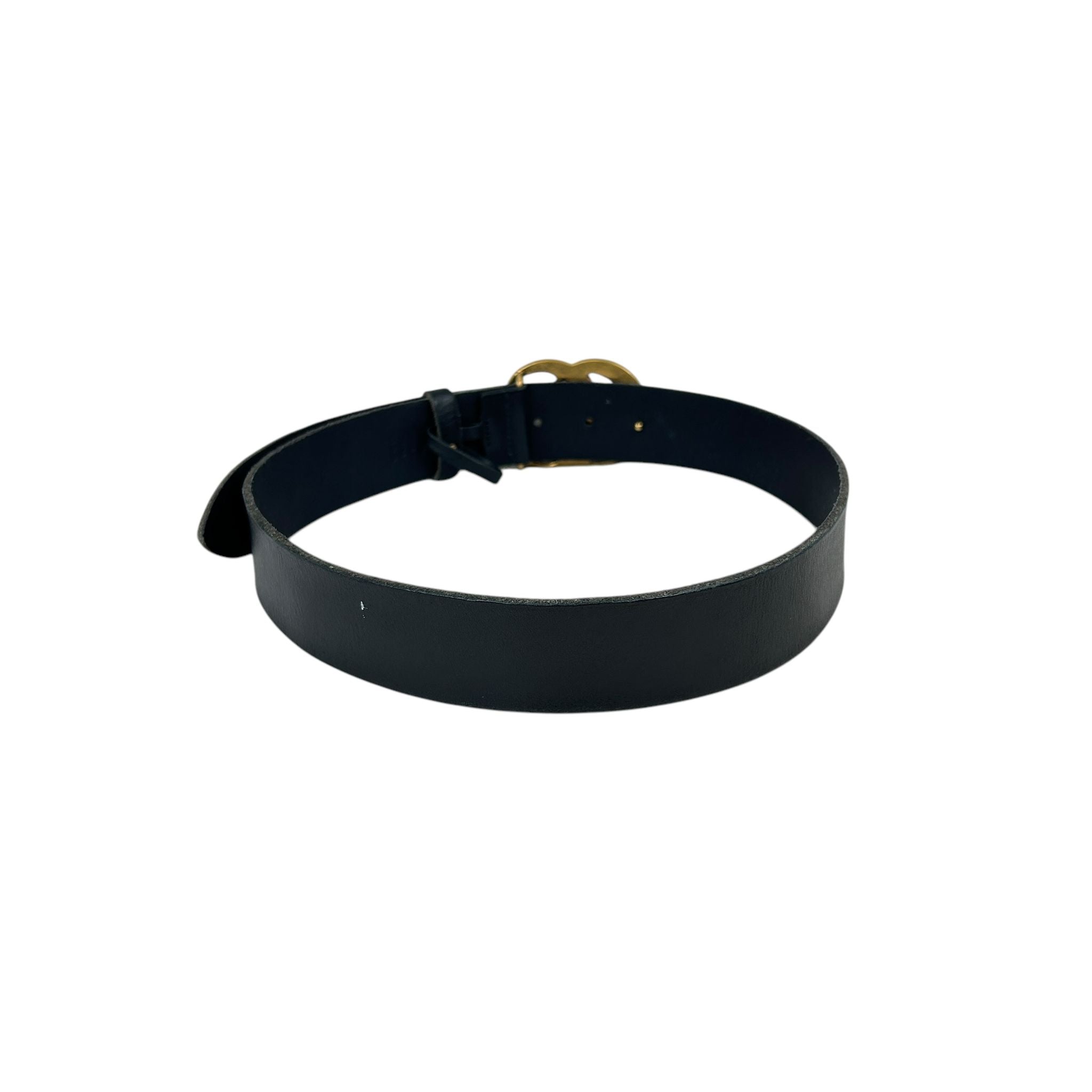 Black Calfskin Leather GG Marmont Belt w/AGW