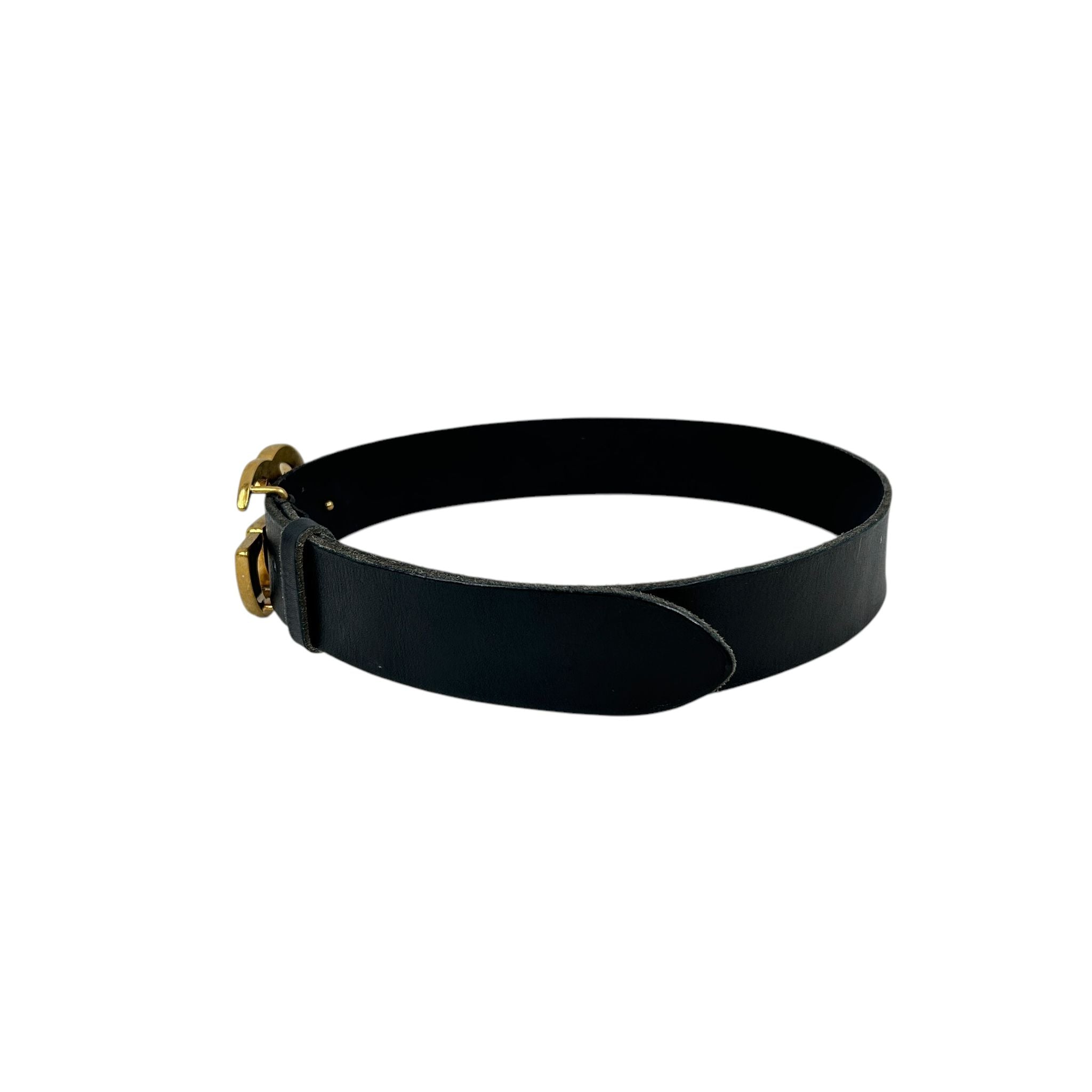 Black Calfskin Leather GG Marmont Belt w/AGW