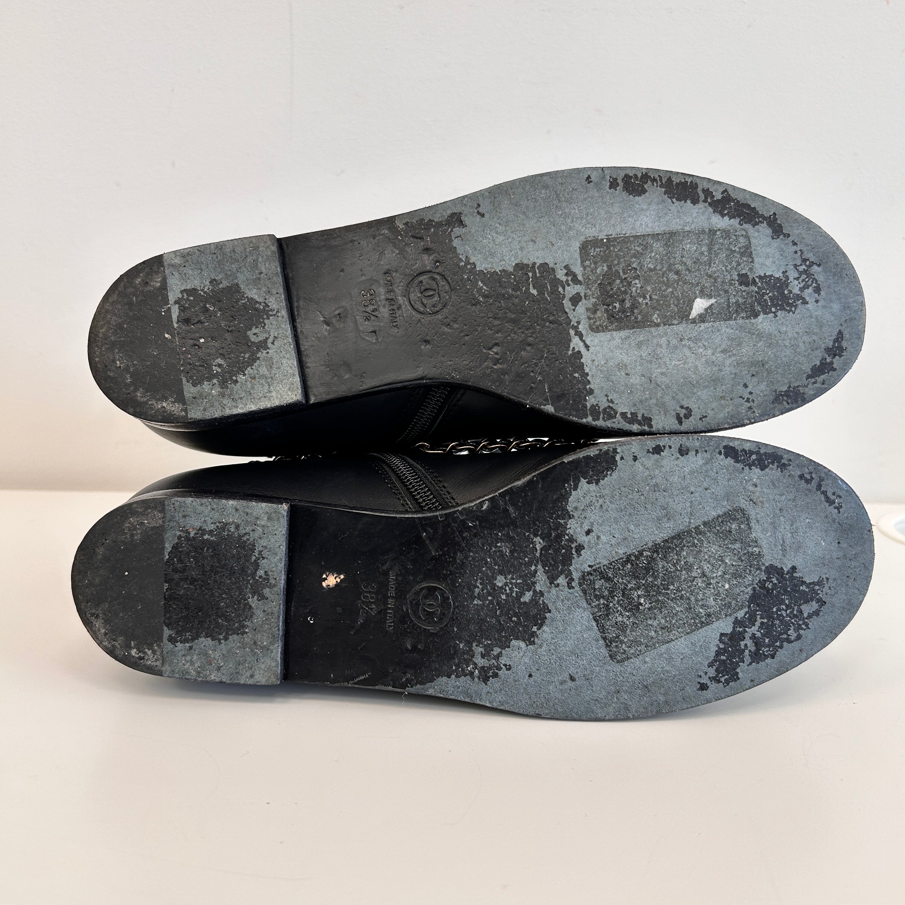 Black Chain All Detail Lace Up Boots w/Zipper Closure