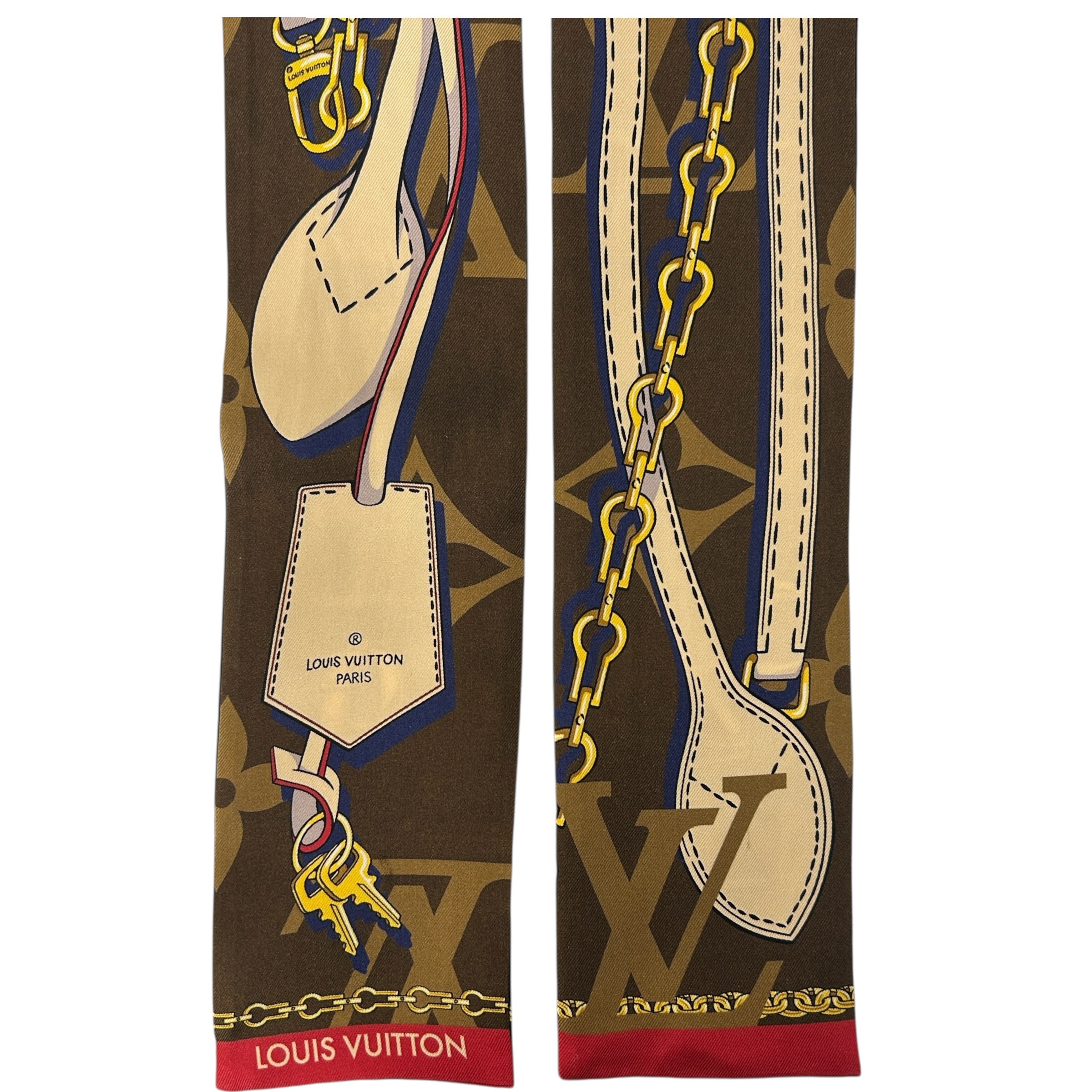 Black/Multicolor Silk Tribute To Marron Monogram Bandeau Scarf