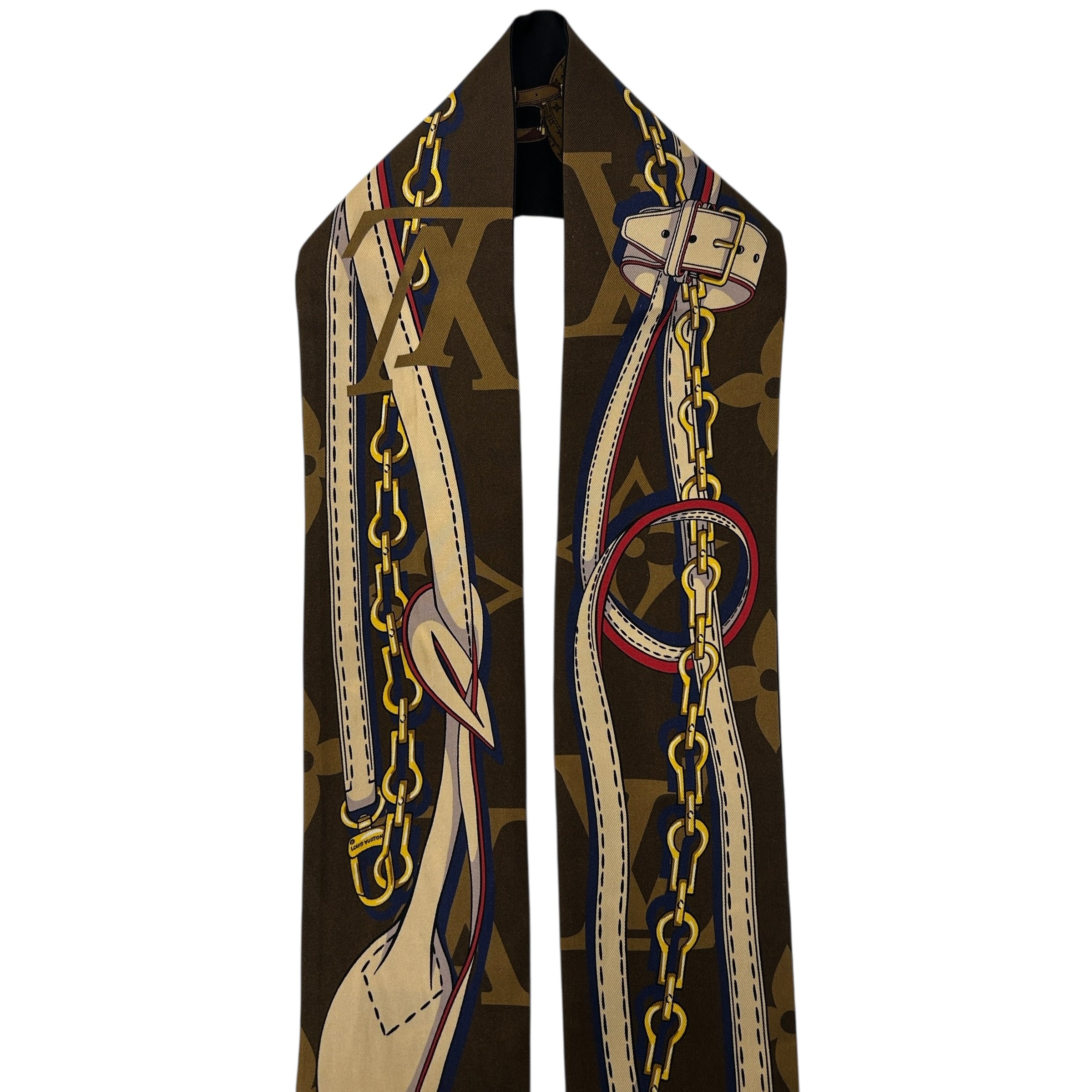 Black/Multicolor Silk Tribute To Marron Monogram Bandeau Scarf