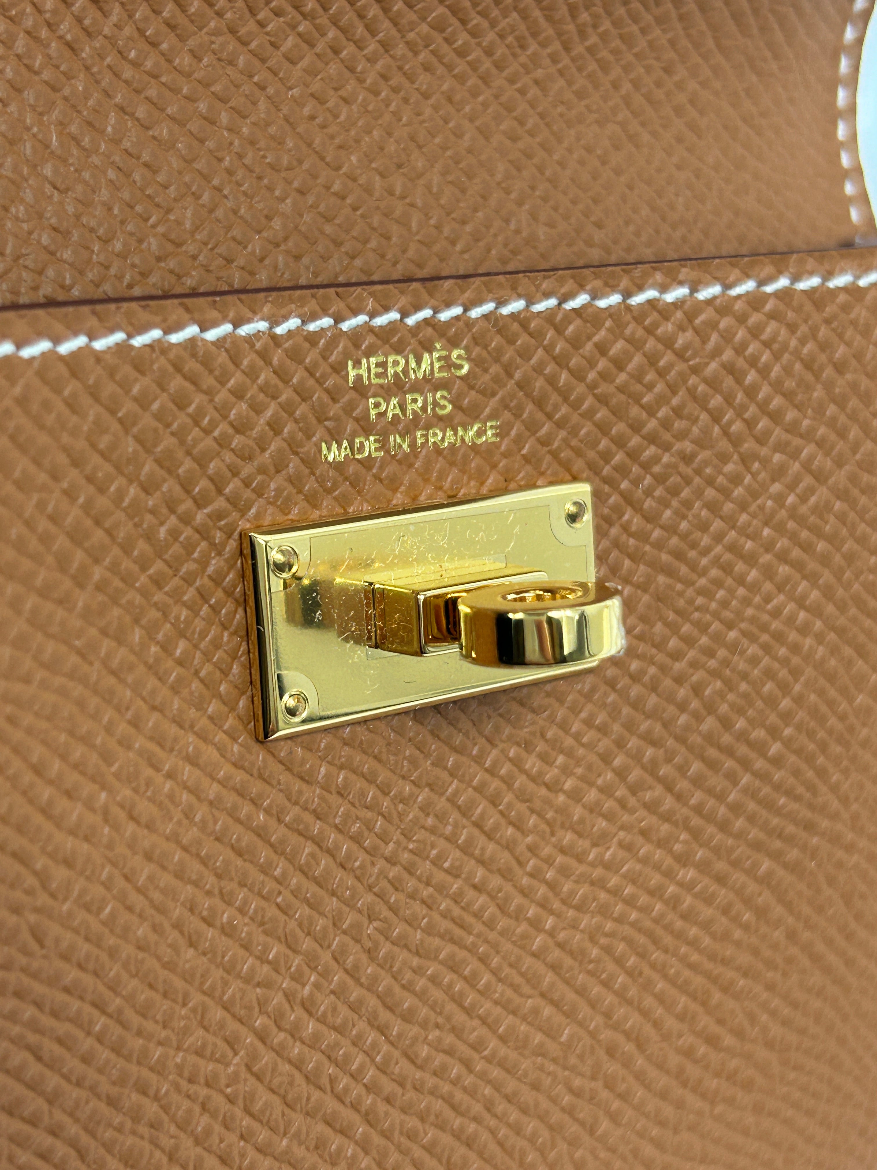 Gold Epsom Kelly Pocket Compact Wallet w/GHW