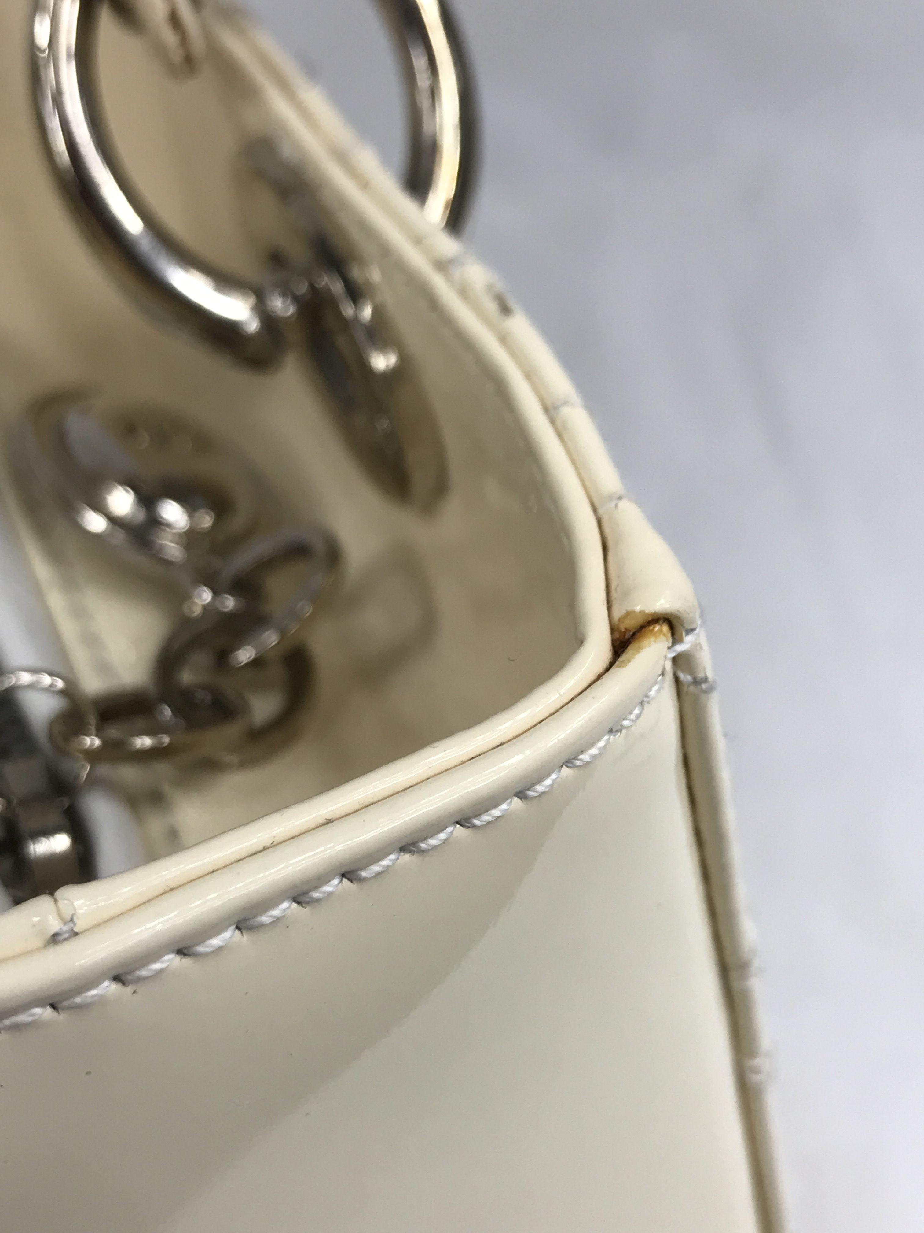Medium Cream Patent Leather Lady Dior w/SHW