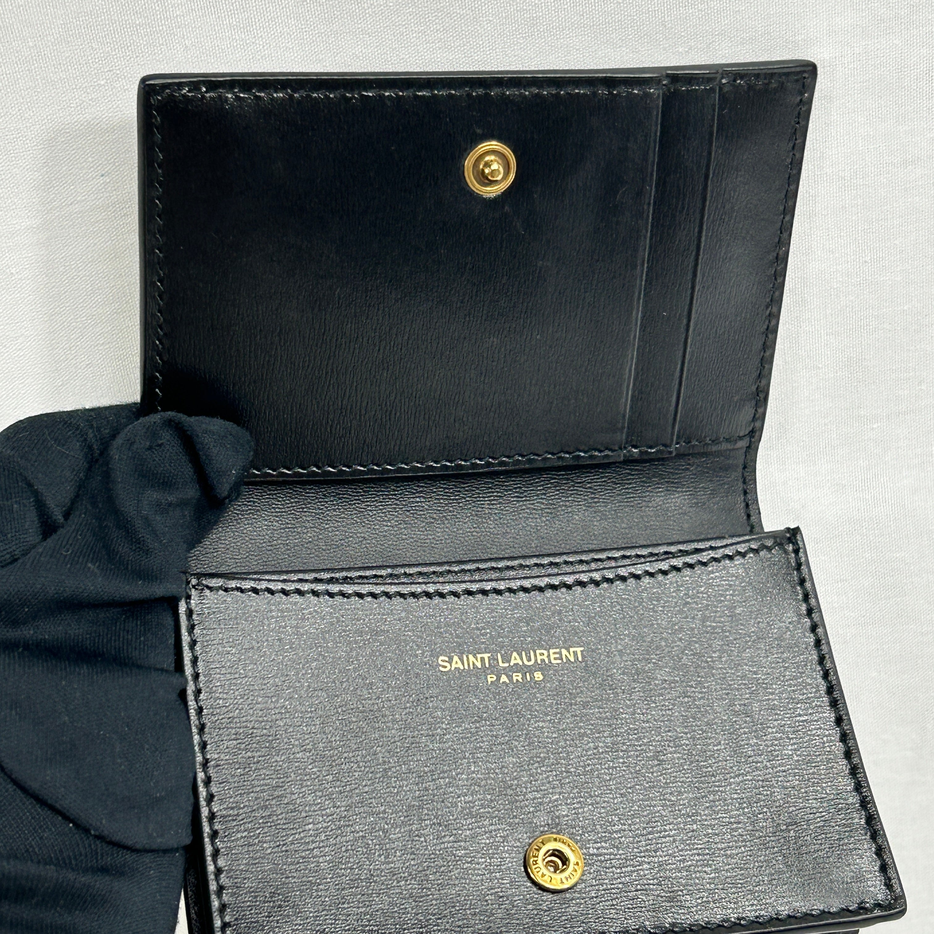 Black Leather King Palm Business Cardholder Wallet w/GHW