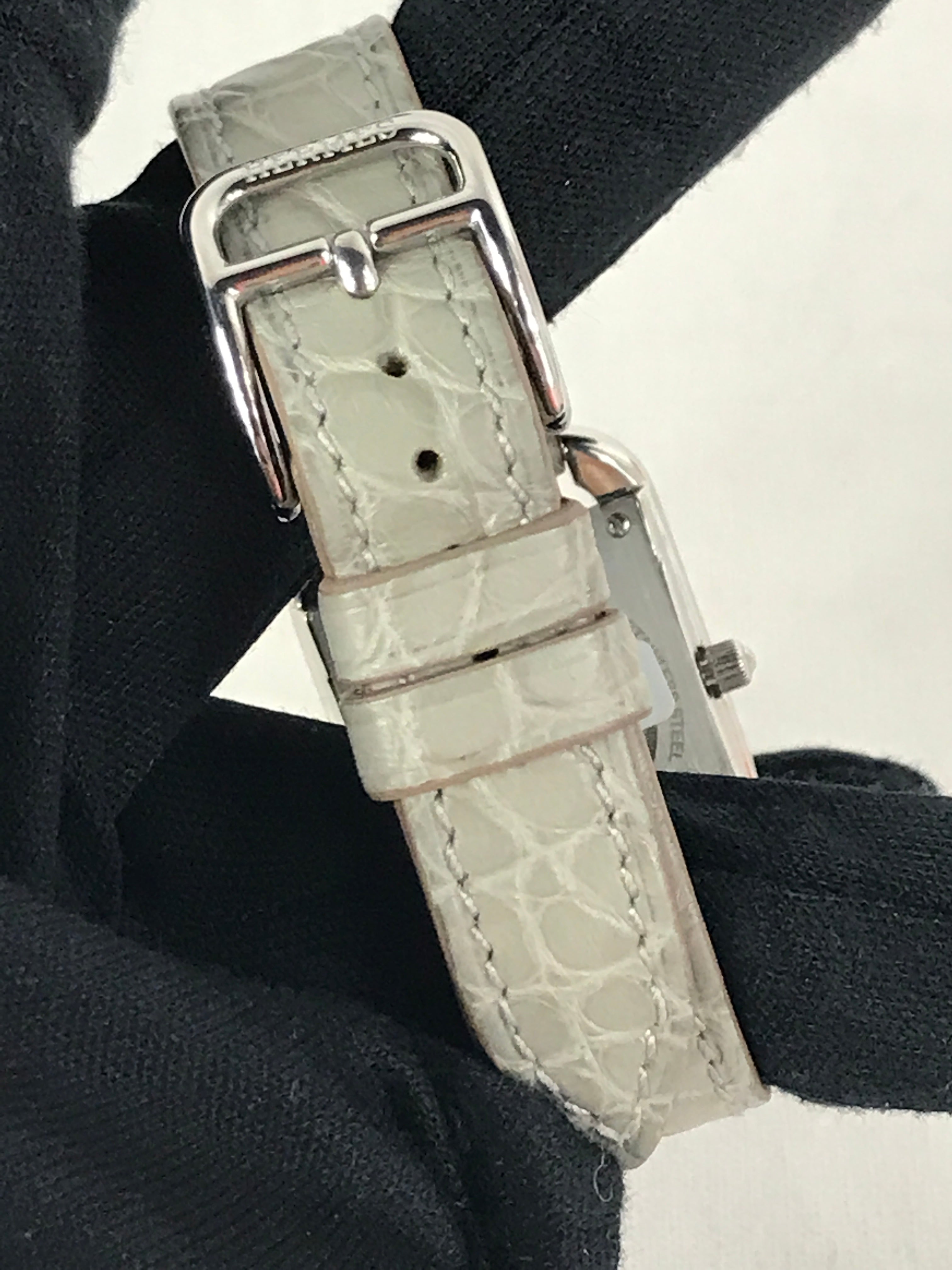 Montre Cap Code Diamond Mother Of Pearl Quartz Watch w/Grey Crocodile Strap