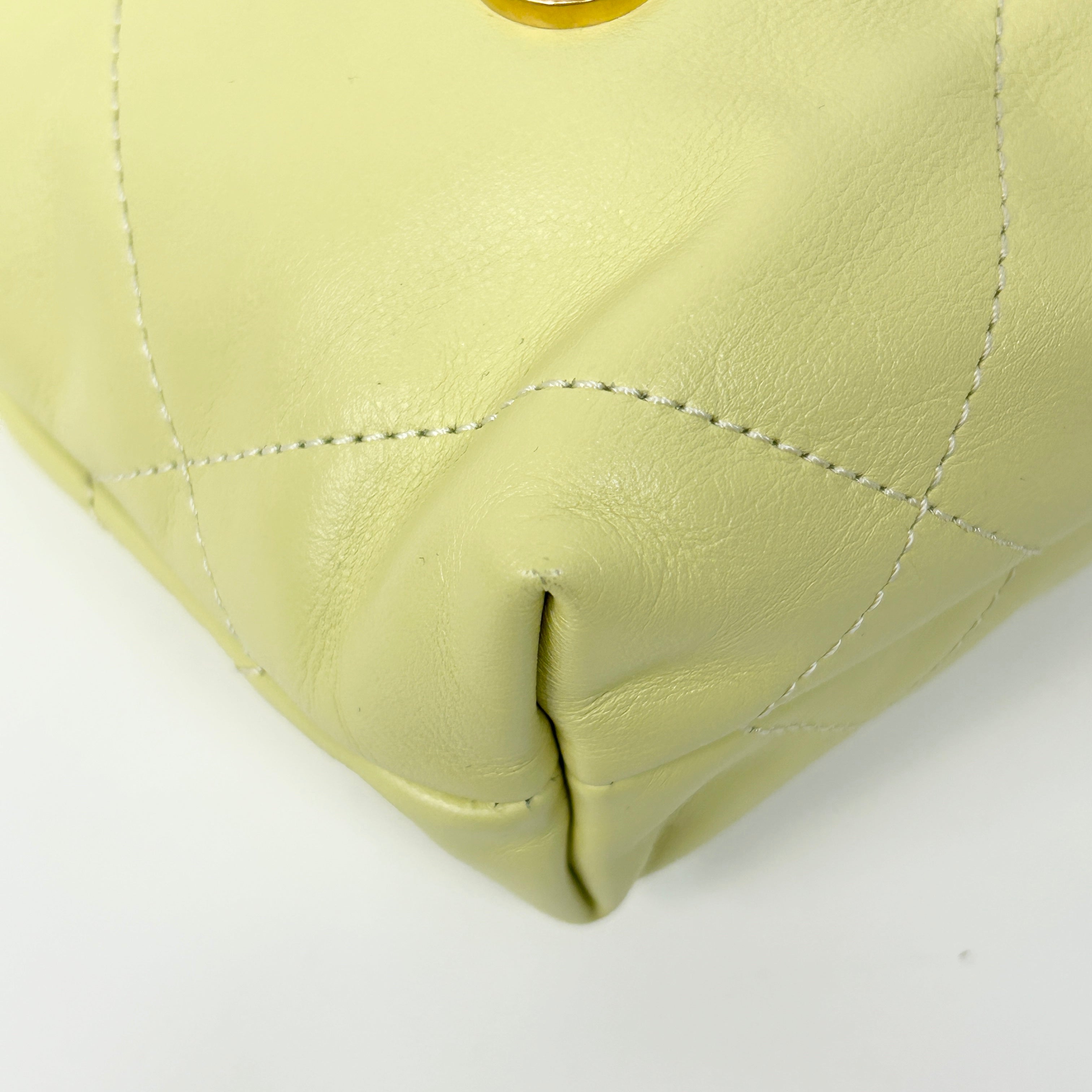 22 Yellow Chain Hobo Quilted Calfskin Mini Crossbody Bag w/GHW - Haute Classics