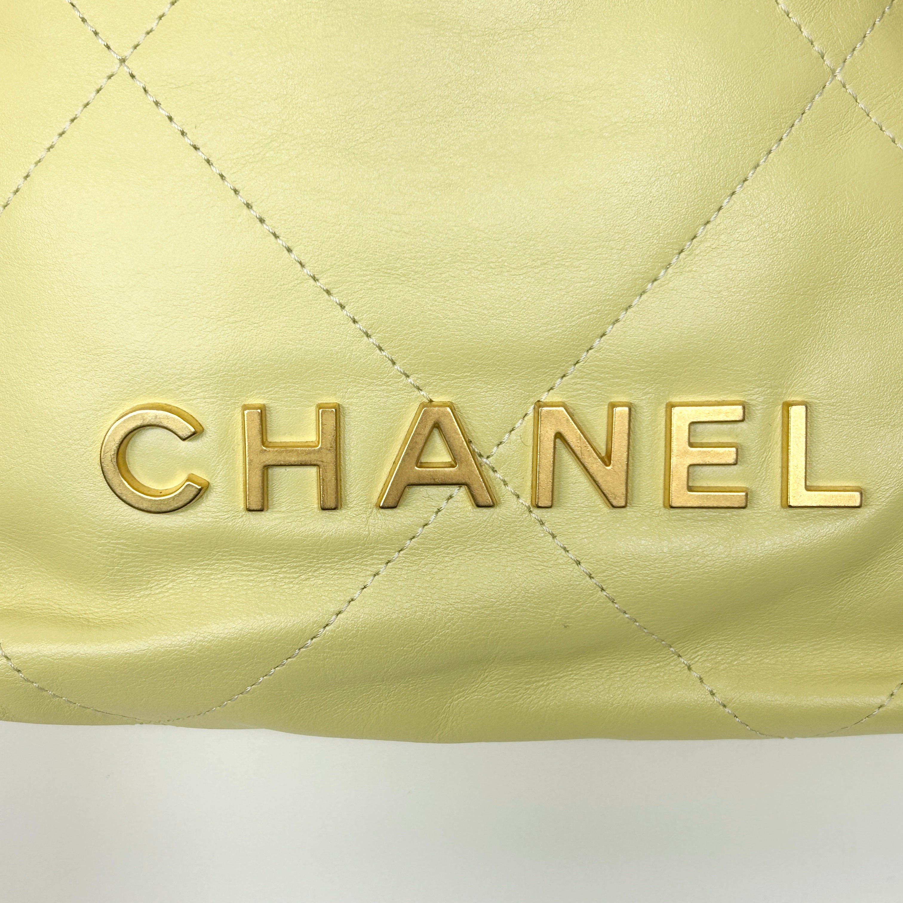 22 Yellow Chain Hobo Quilted Calfskin Mini Crossbody Bag w/GHW - Haute Classics