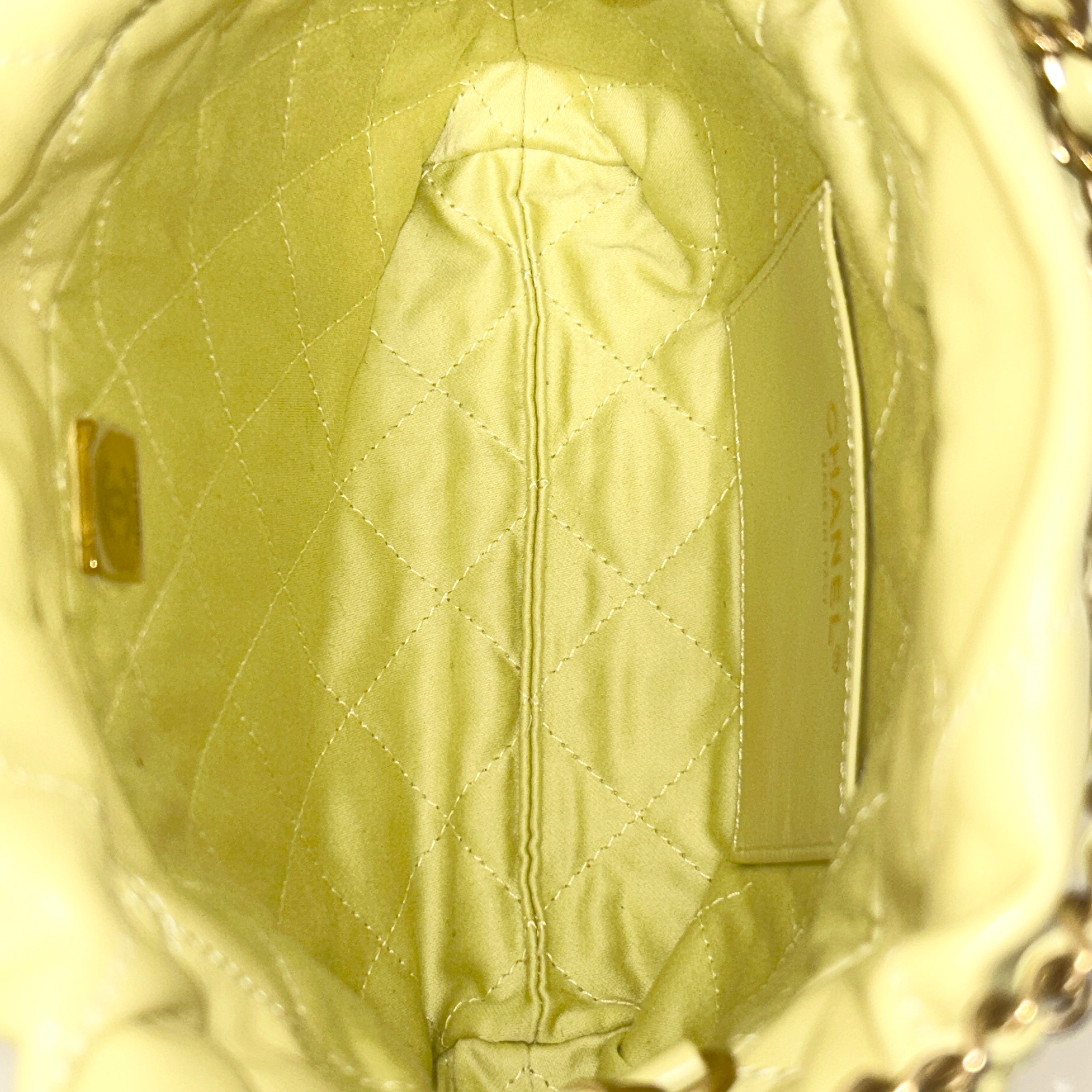 22 Yellow Chain Hobo Quilted Calfskin Mini Crossbody Bag w/GHW - Haute Classics