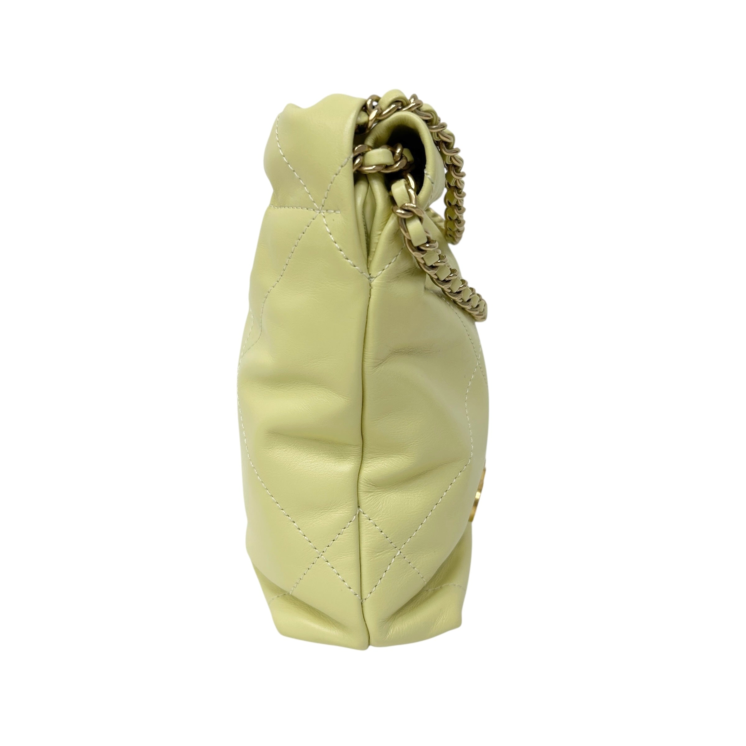 22 Yellow Chain Hobo Quilted Calfskin Mini Crossbody Bag w/GHW - Haute Classics